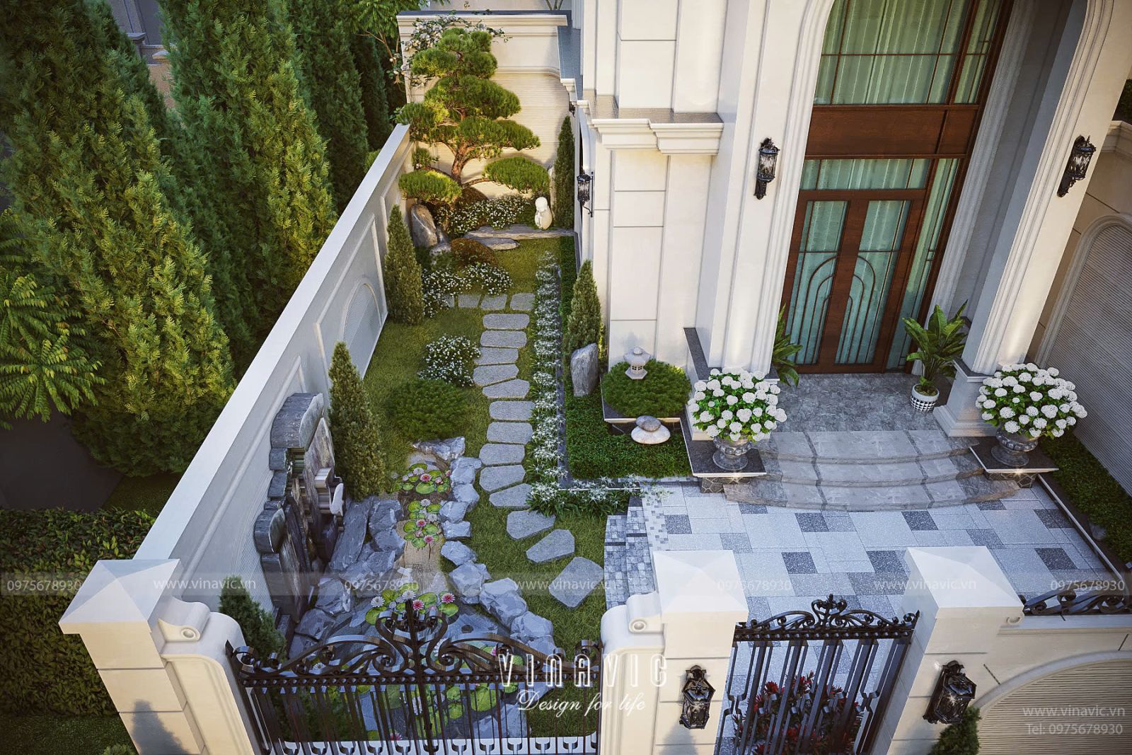 Thiết kế sân vườn biệt thự phố TCSV2003