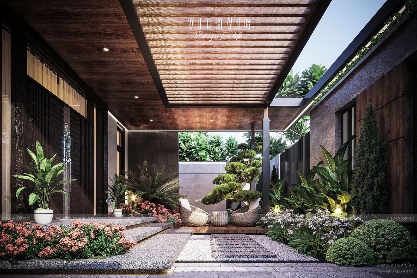 Thiết kế sân vườn biệt thự phố TCSV2003