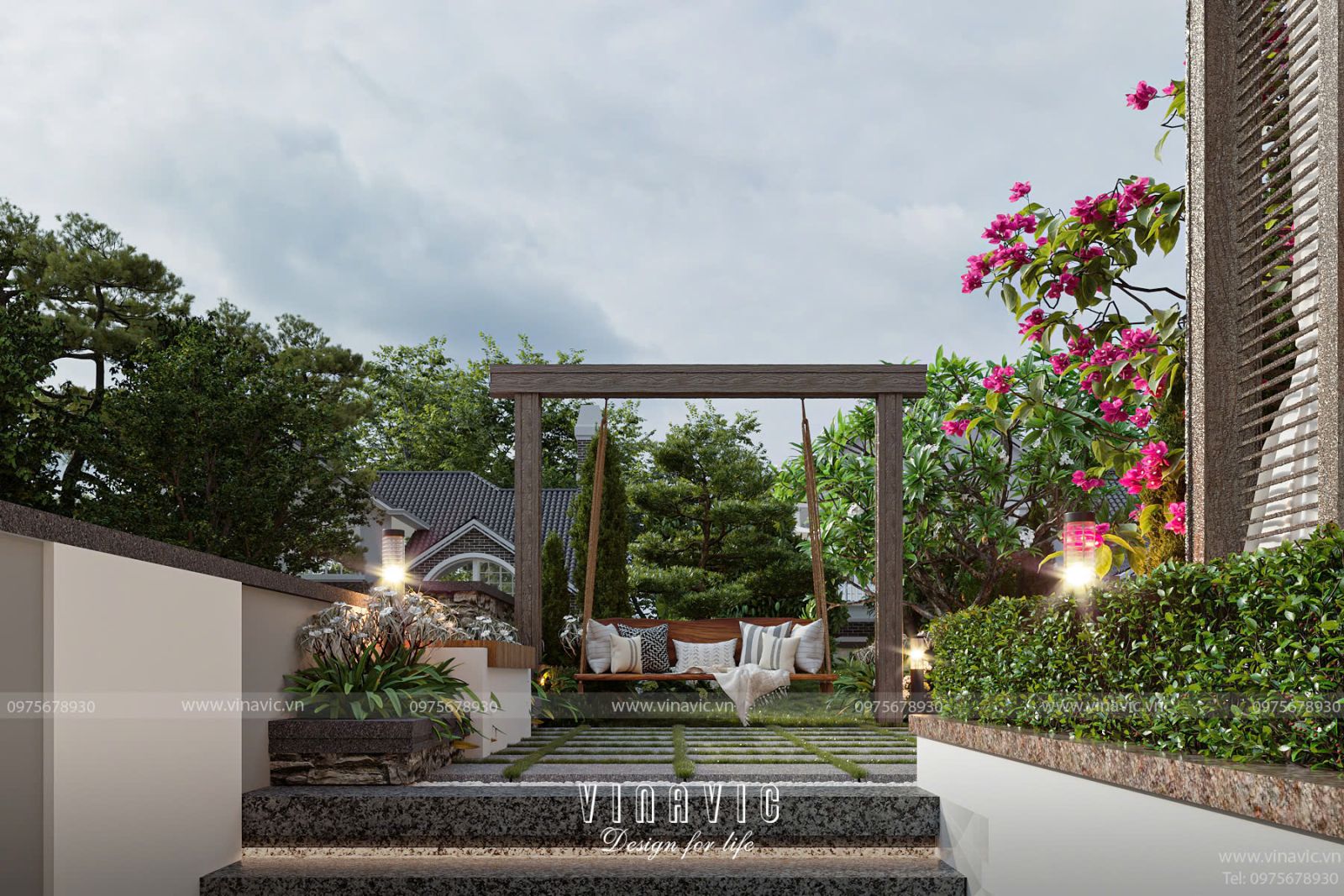 Thiết kế sân vườn biệt thự phố TCSV2003