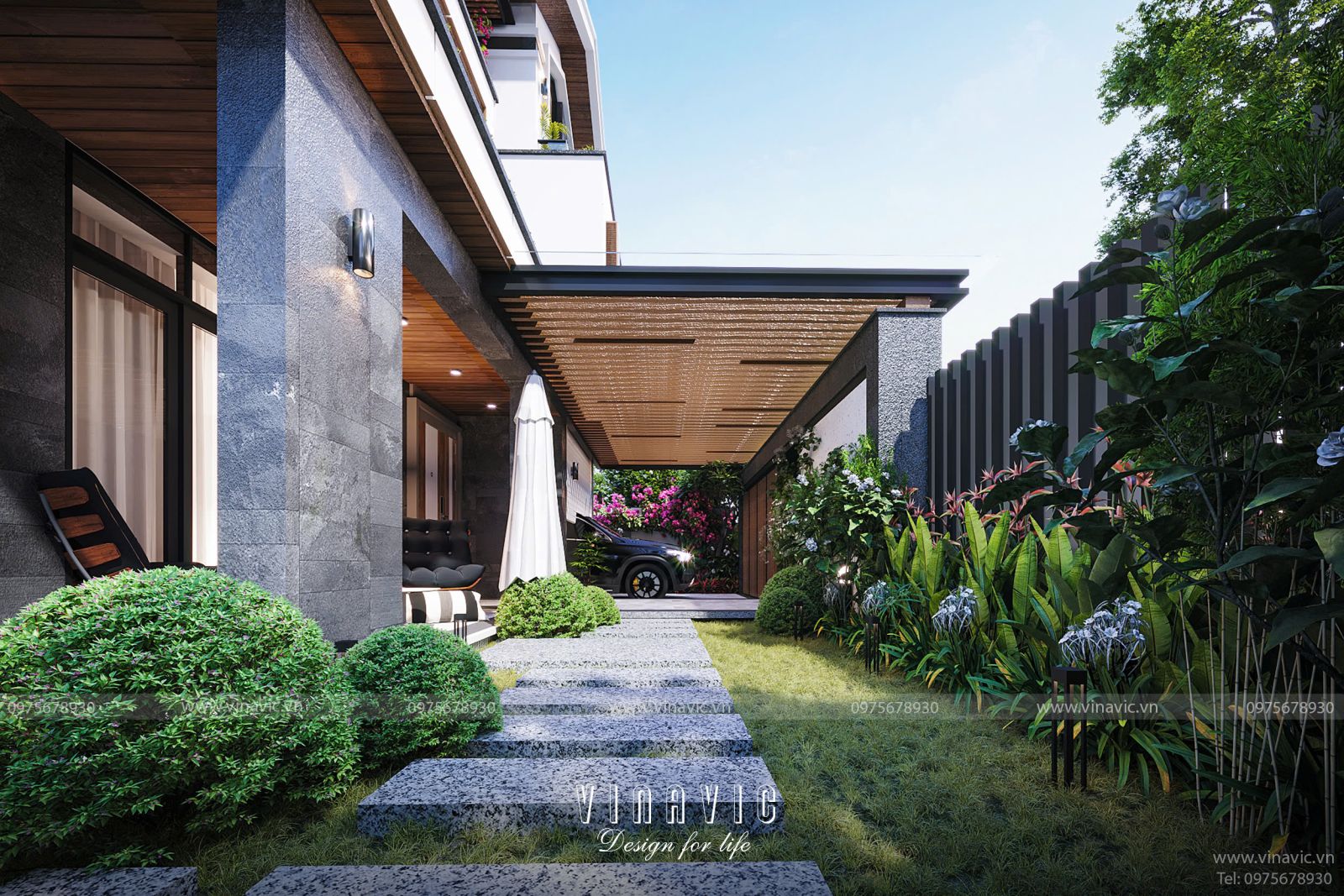 Thiết kế sân vườn biệt thự phố TCSV2003