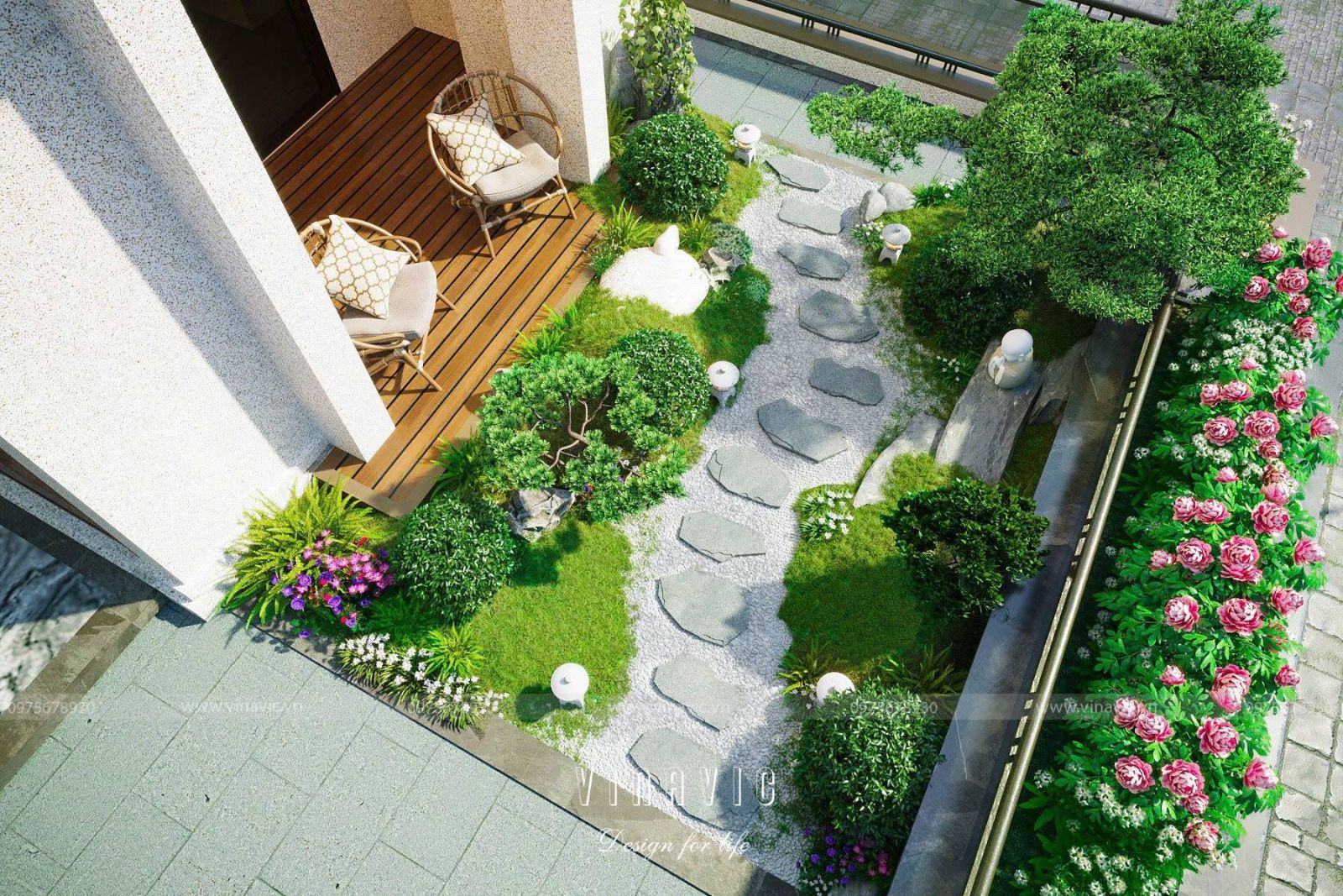 Thiết kế sân vườn biệt thự phố TCSV2003