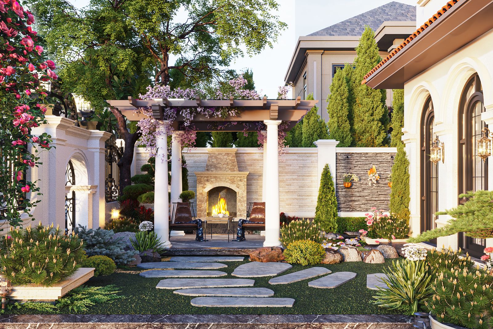 Ý tưởng thiết kế cảnh quan sân vườn biệt thự 3 tầng TCSV2006