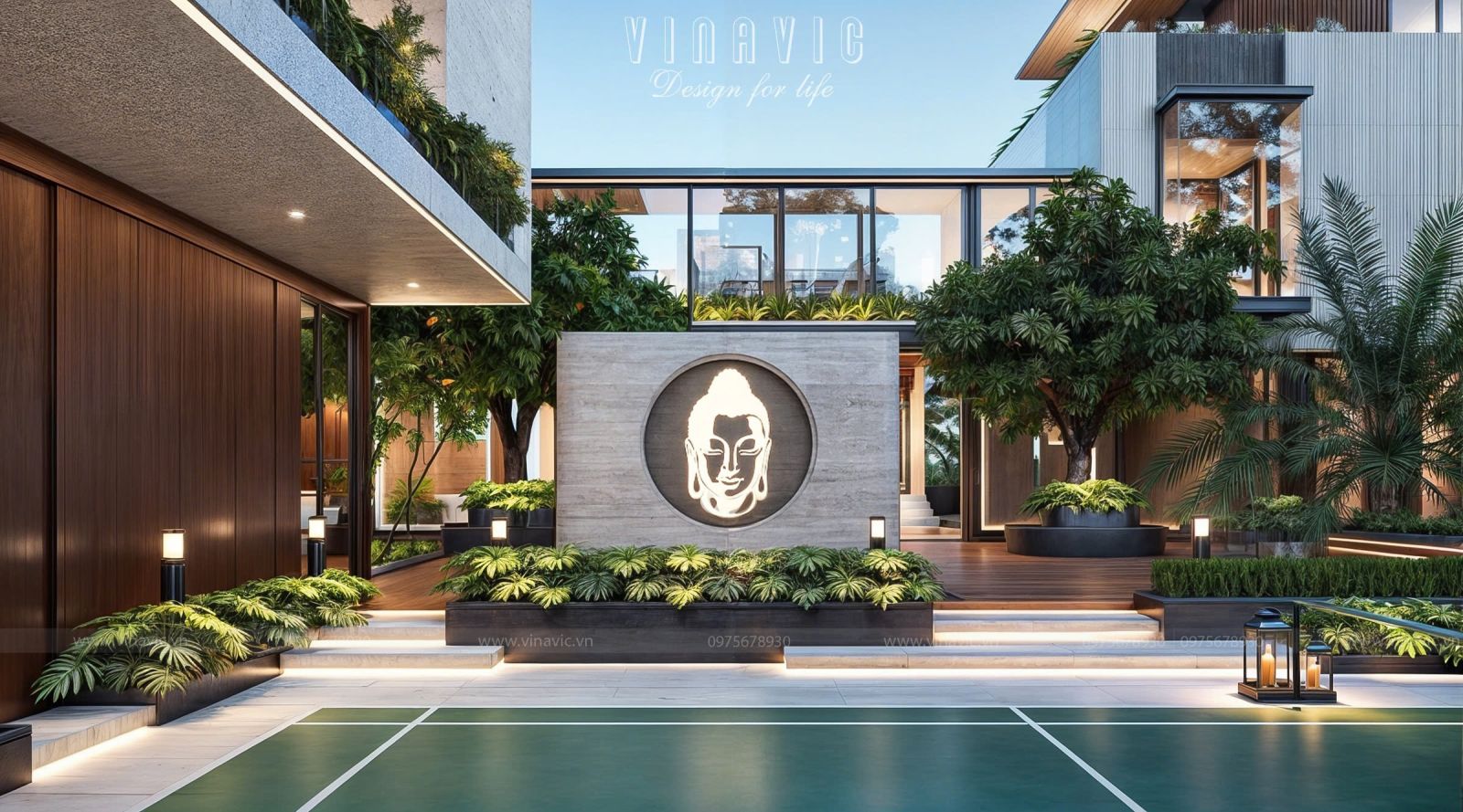 Thiết kế sân vườn biệt thự phong cách hiện đại TCSV2007 sang trọng