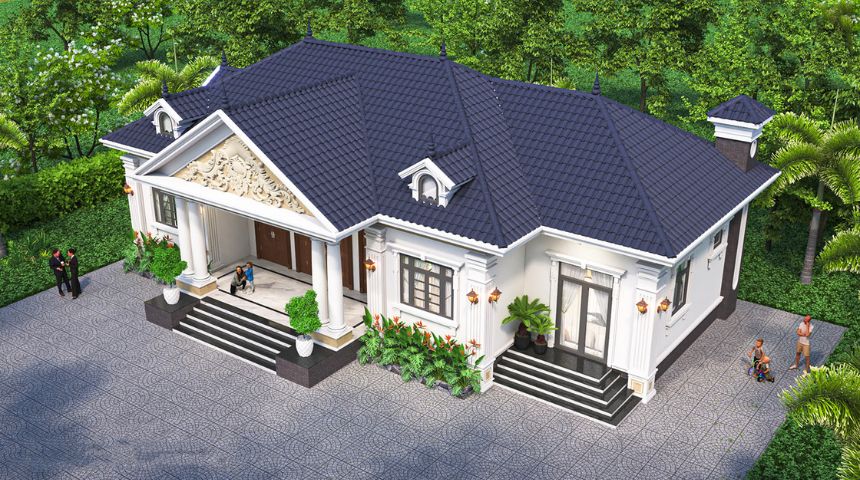 Nhà 2 mặt tiền 1 tầng tối giản