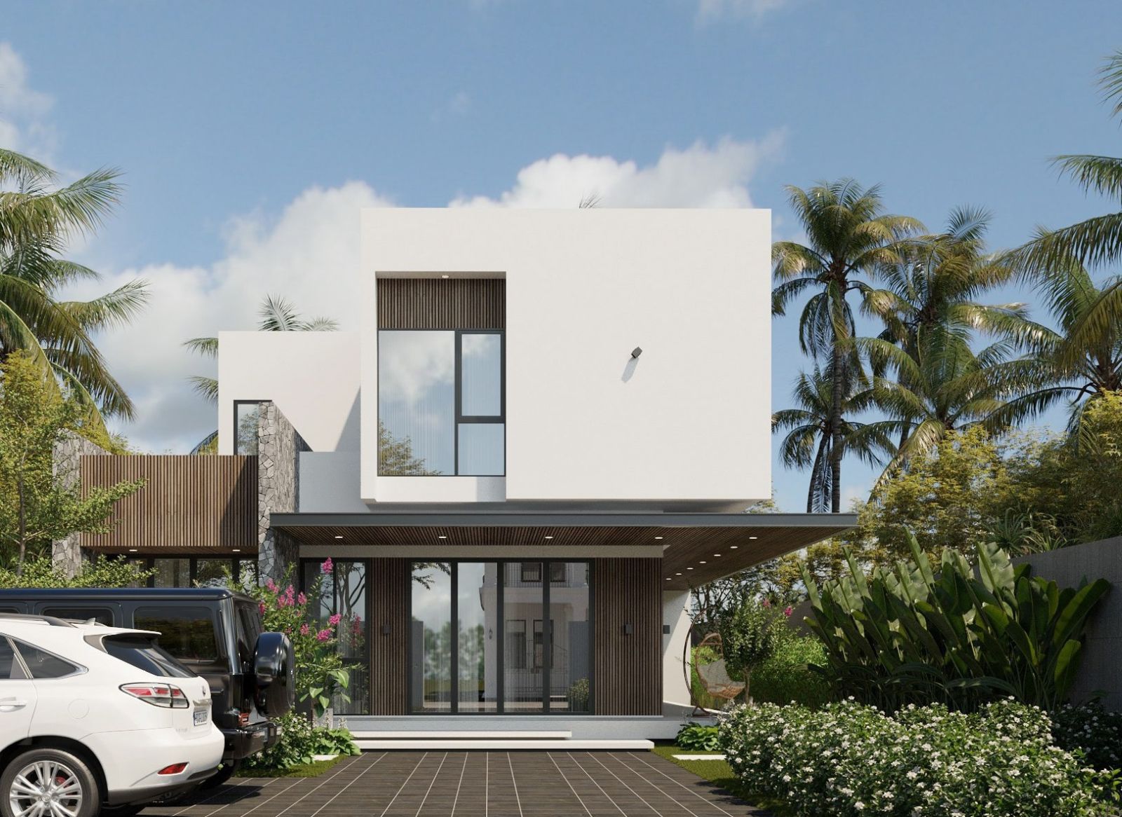 Nhà 2 tầng có phòng thờ tầng 2 phong cách hiện đại