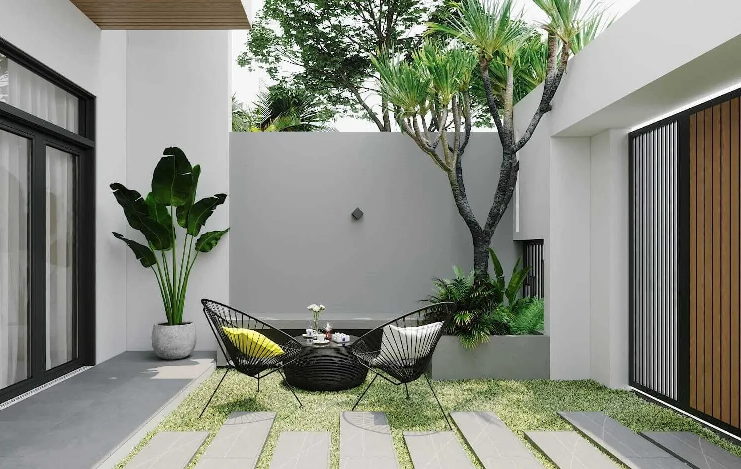 Sân sau nhỏ, nhưng mang lại niềm vui lớn cho cả tổ ấm