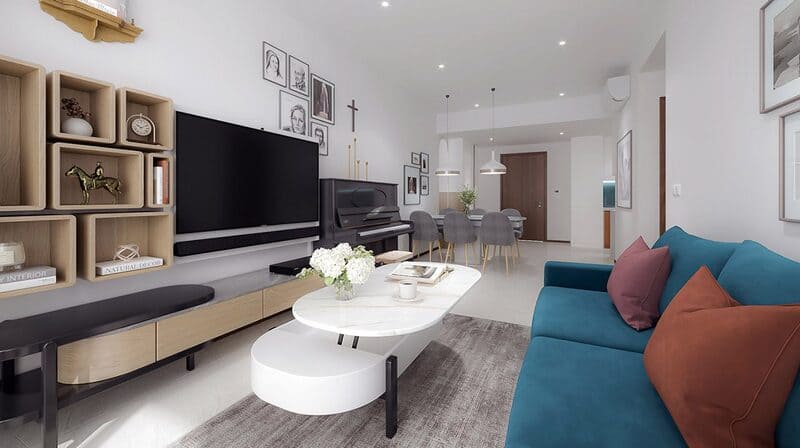 Lợi ích của thiết kế phòng khách liền bếp nhà ống