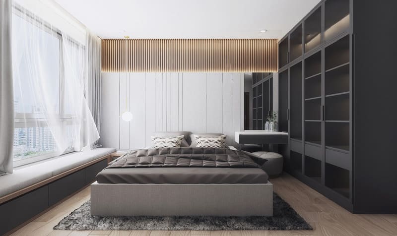 Nội thất đơn giản cùng tủ kịch trần