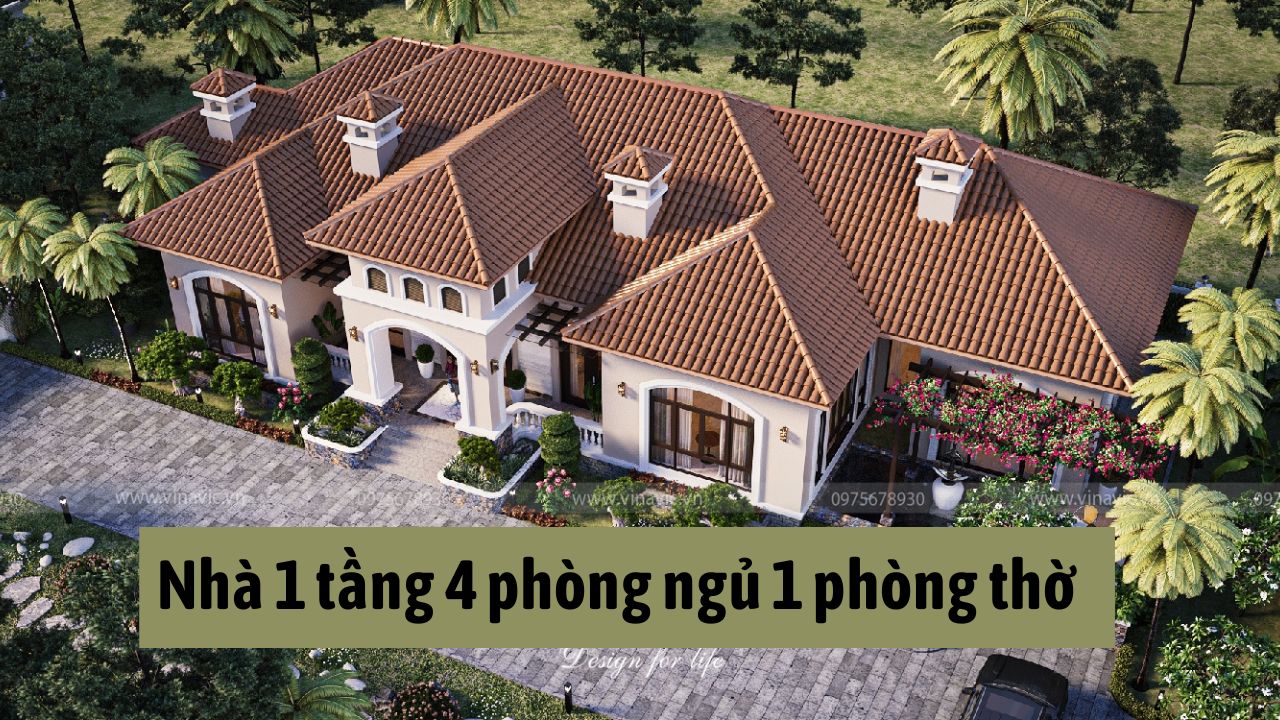 Mẫu nhà 1 tầng 4 phòng ngủ 1 phòng thờ – Không gian sống lý tưởng cho mọi gia đình
