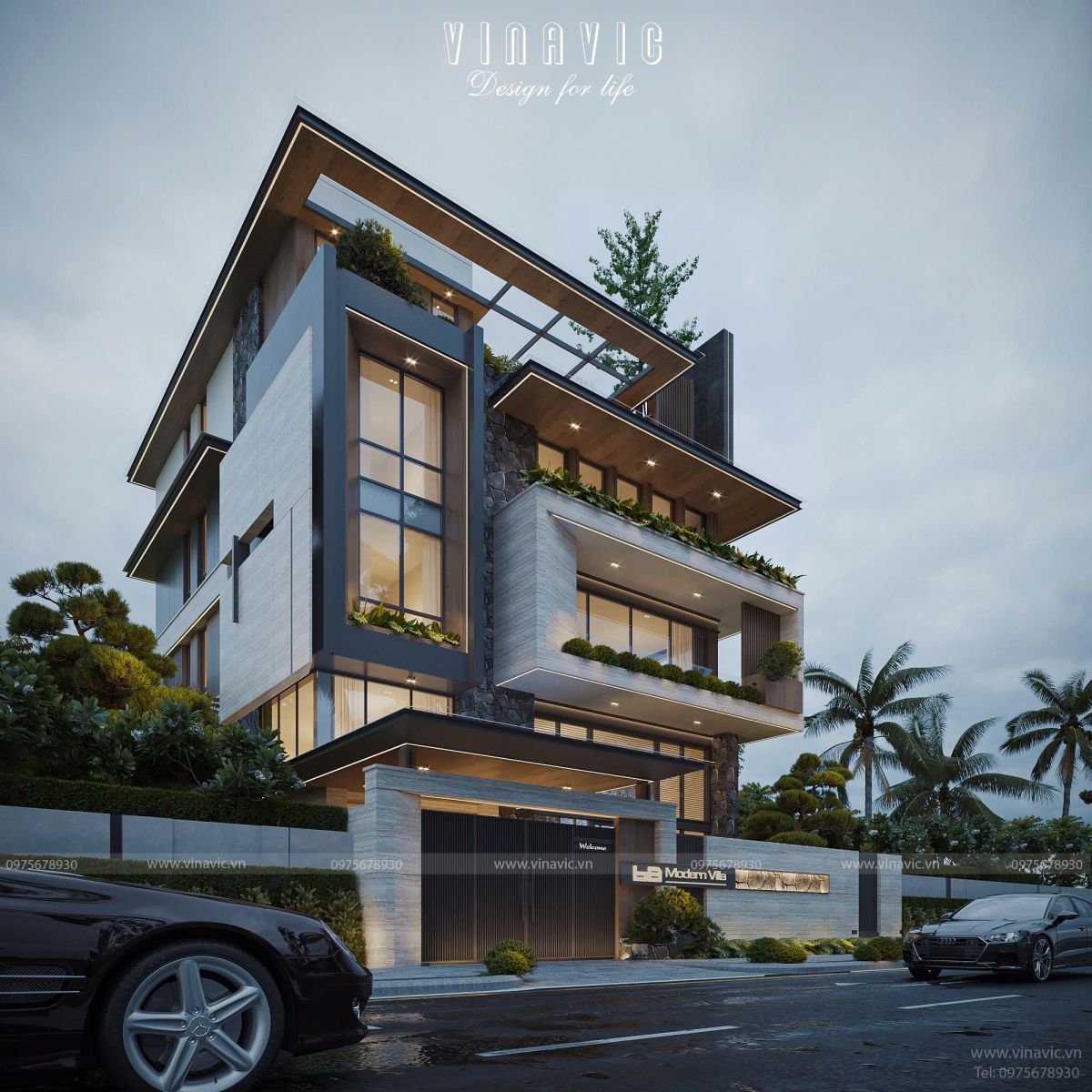 Biệt thự phố 4 tầng hiện đại kết hợp kinh doanh 15x21m BT2421