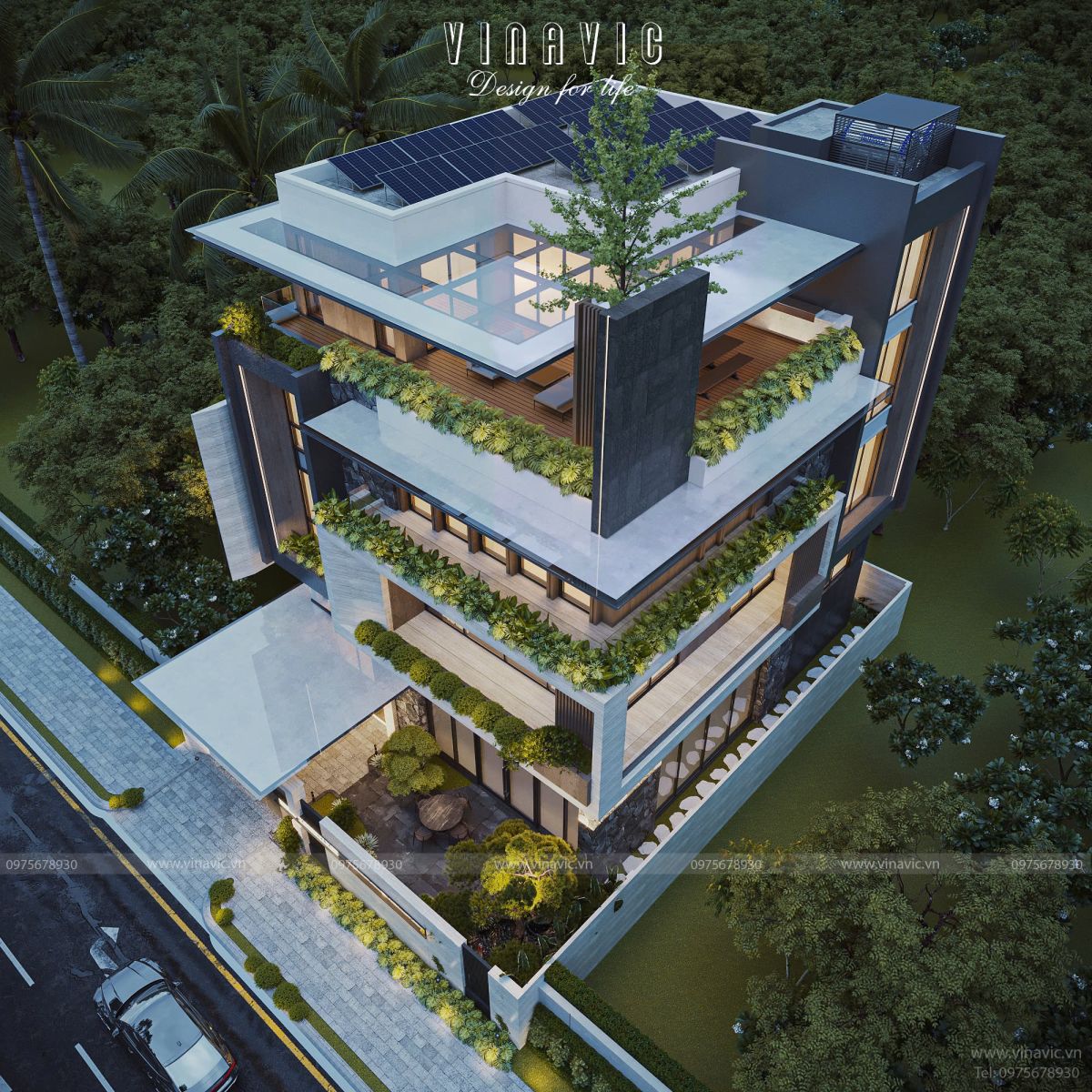 Biệt thự phố 4 tầng hiện đại kết hợp kinh doanh 15x21m BT2421