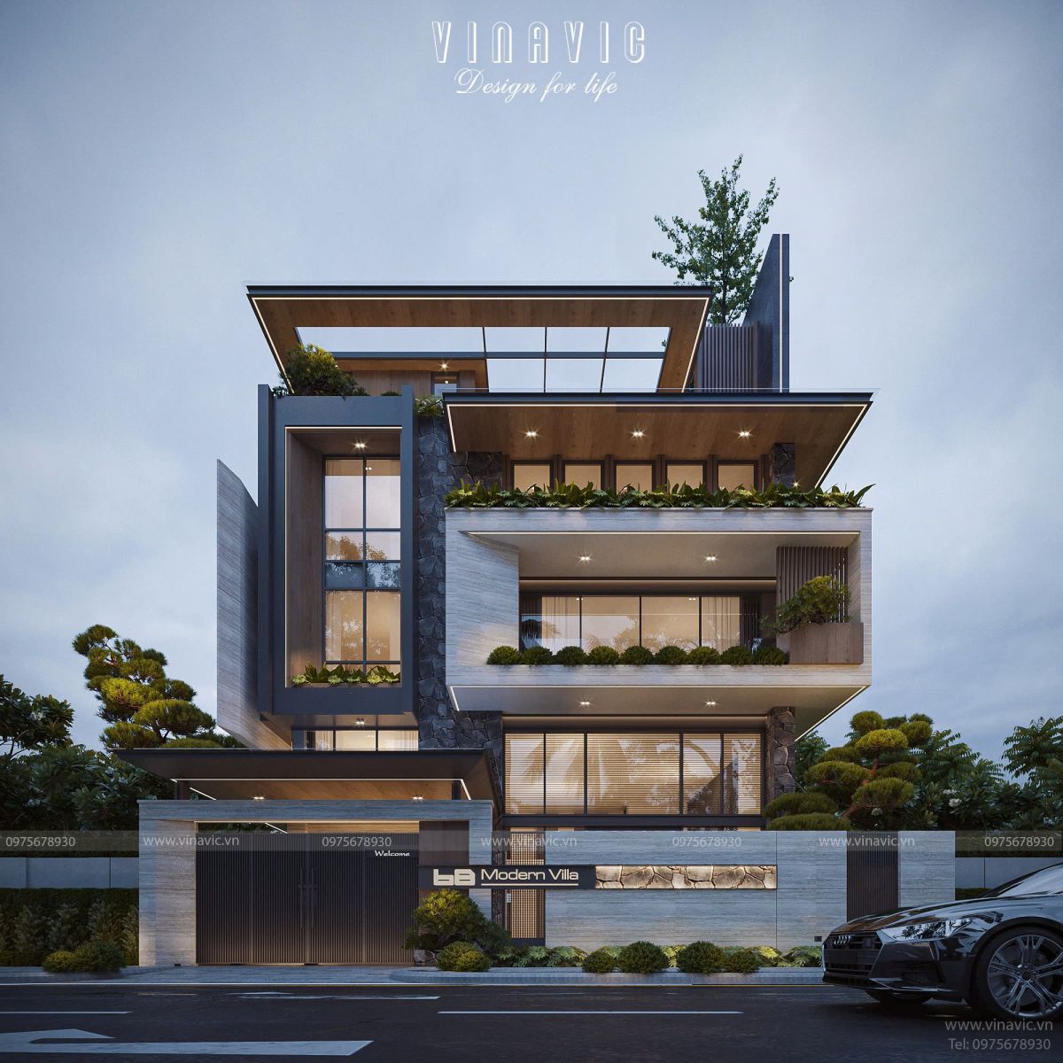 Biệt thự phố 4 tầng hiện đại kết hợp kinh doanh 15x21m BT2421