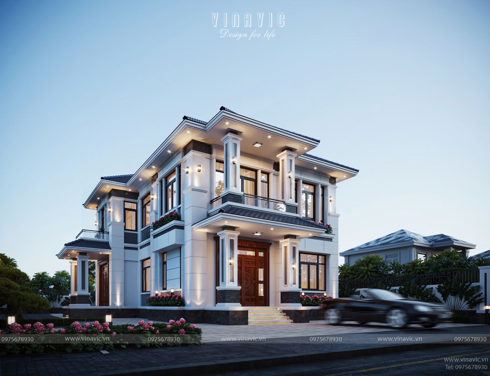 Góc nghiêng thiết kế nhà mái Nhật hiện đại 2 tầng 4 phòng ngủ 23x11m BT2422 tại Phú Thọ