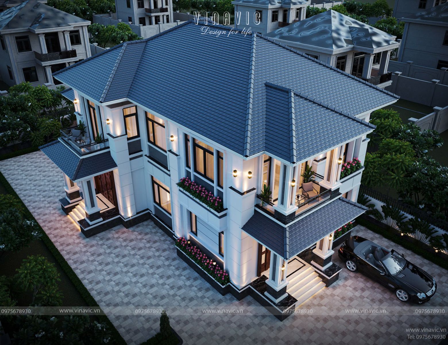 Kiến trúc mái Nhật nhà 2 tầng hiện đại thanh thoát 