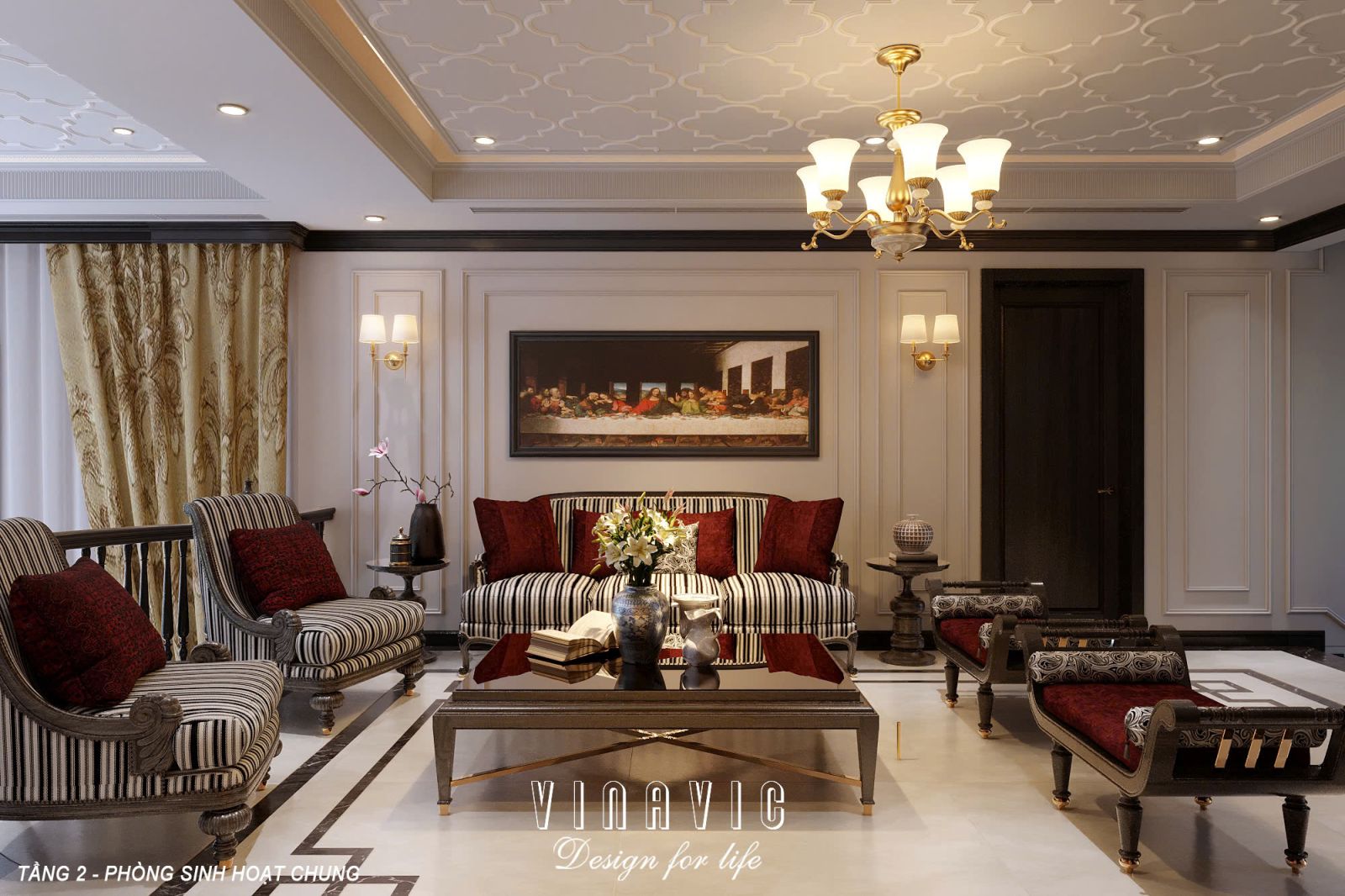 Phối cảnh 3D nội thất phòng khách 