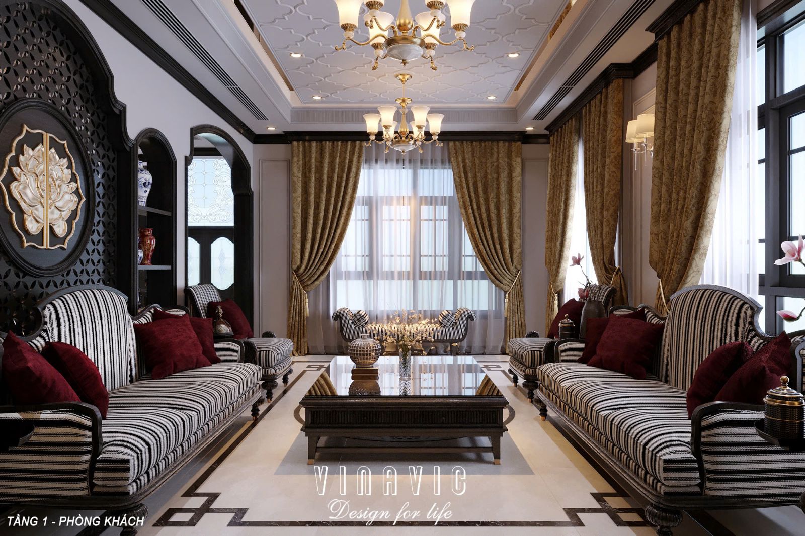 Phối cảnh 3D nội thất phòng khách 