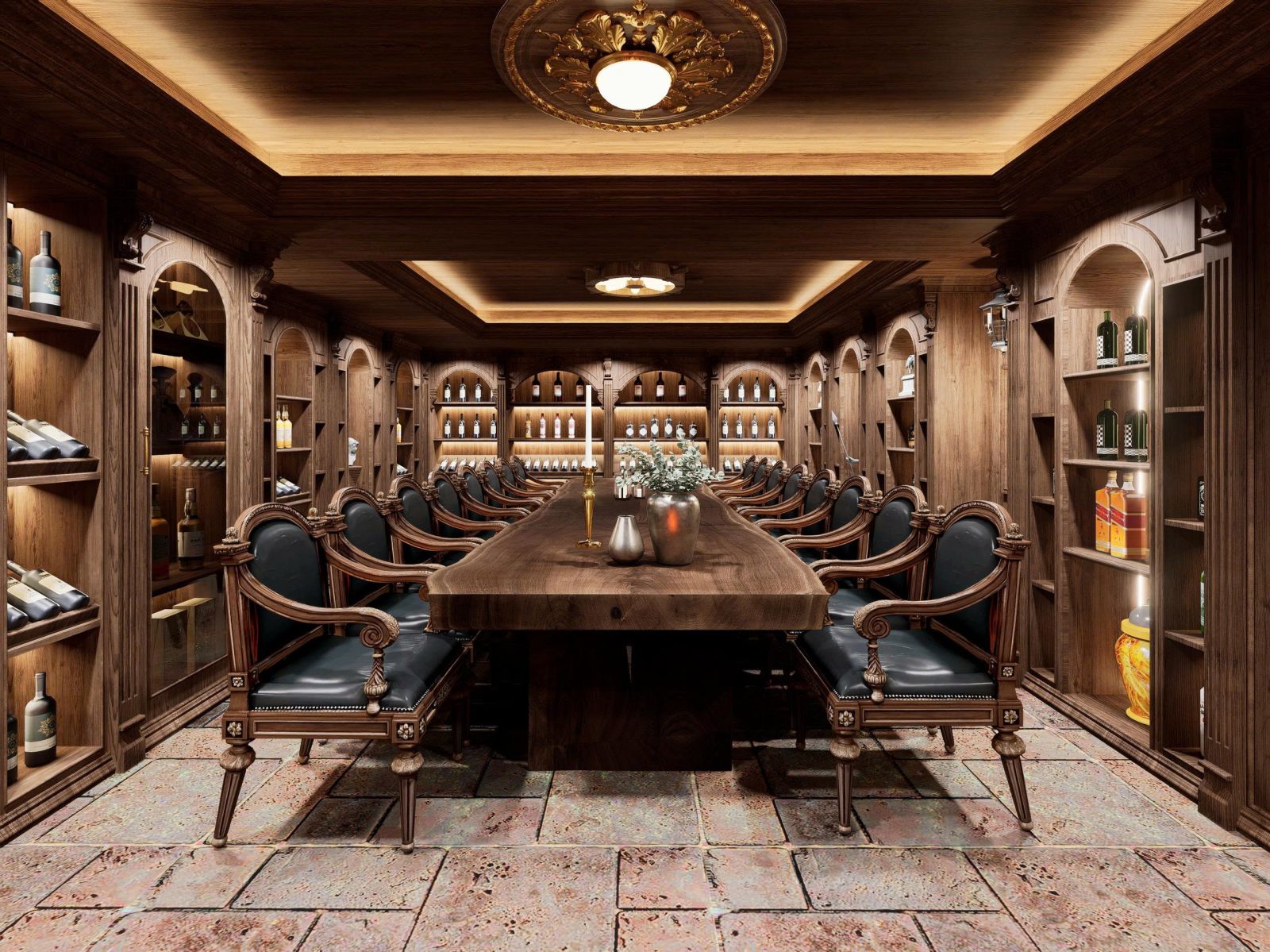 Phối cảnh 3D Phòng tiệc và Hầm rượu