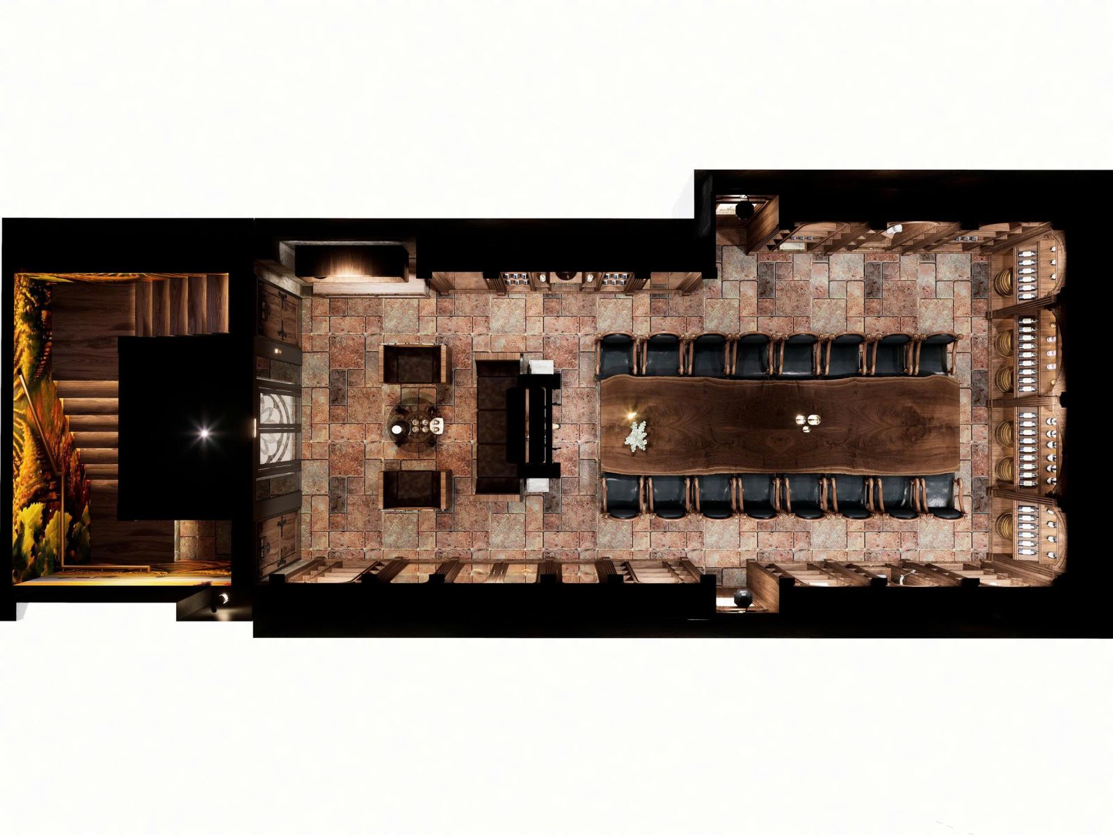 Phối cảnh 3D Phòng tiệc và Hầm rượu