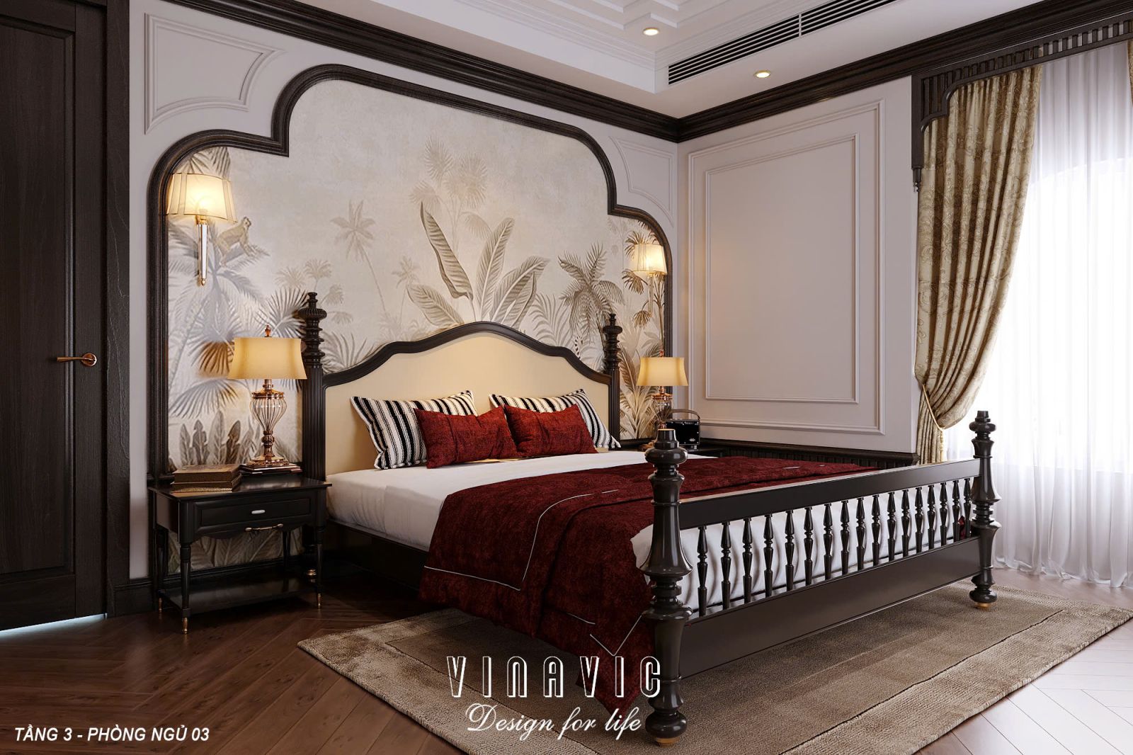 Phối cảnh 3D phòng ngủ 03 Tầng 3