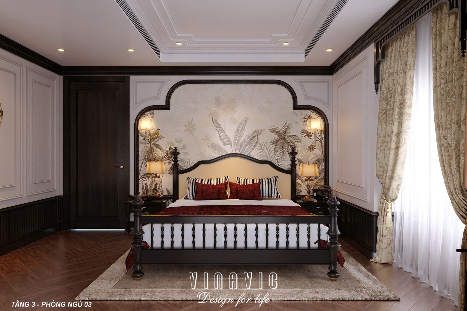 Phối cảnh 3D phòng ngủ 03 Tầng 3