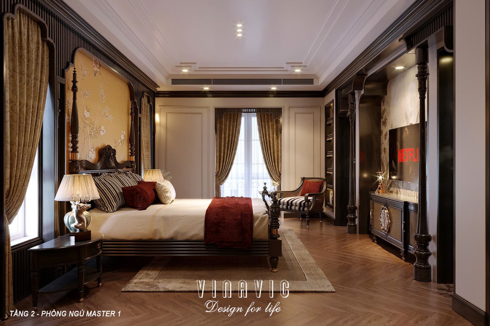 Phối cảnh 3D nội thất Phòng ngủ Master 01