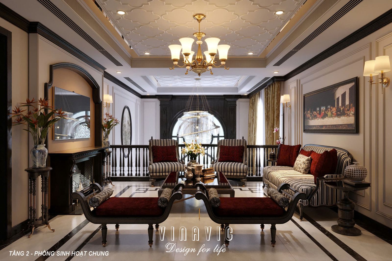 Phối cảnh 3D nội thất phòng sinh hoạt chung