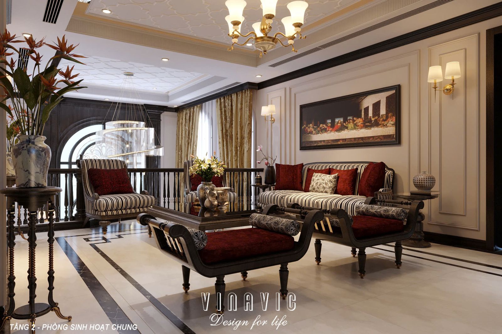 Phối cảnh 3D nội thất phòng sinh hoạt chung