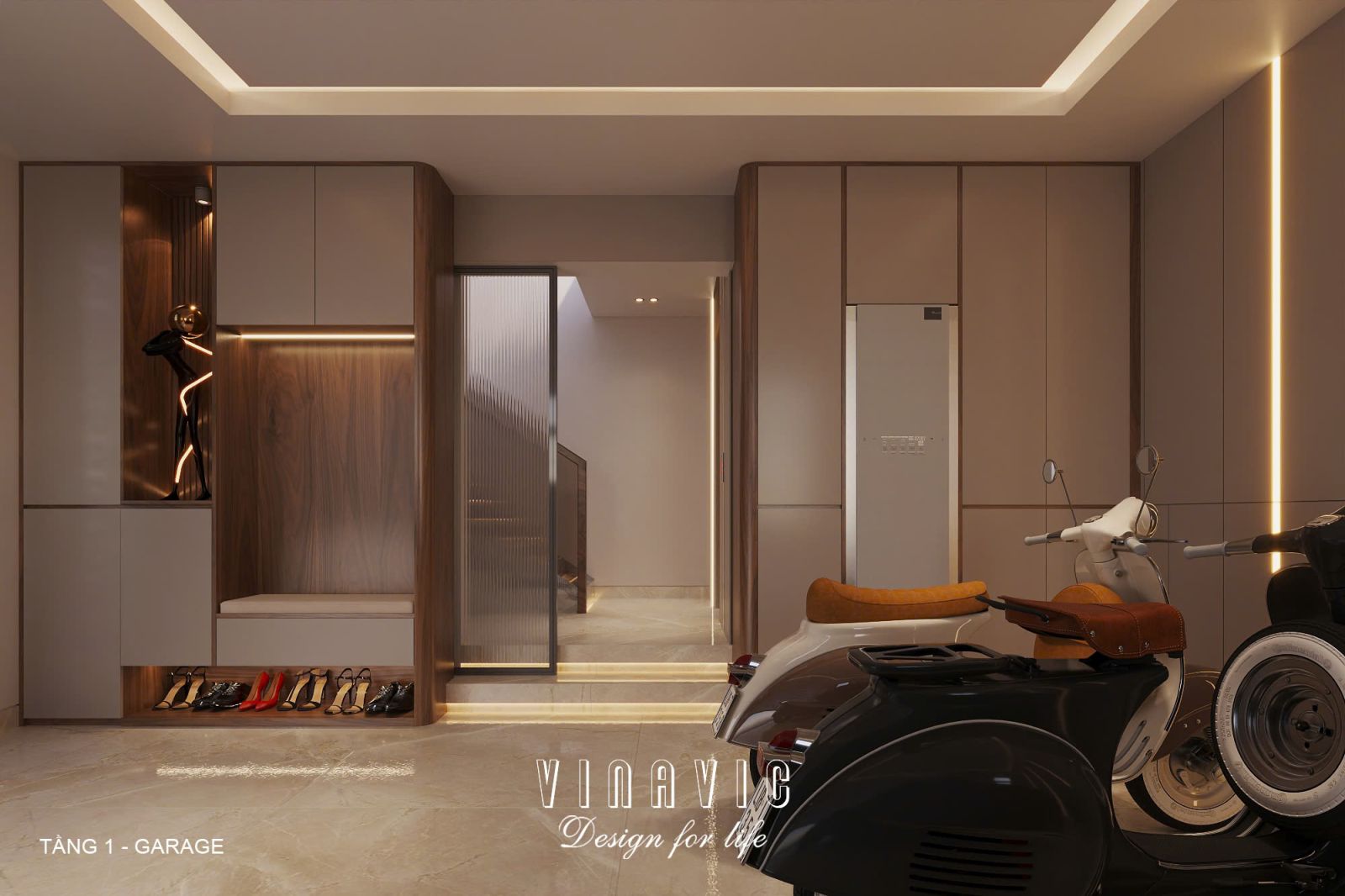 Phối cảnh nội thất 3D Gara Tầng 1