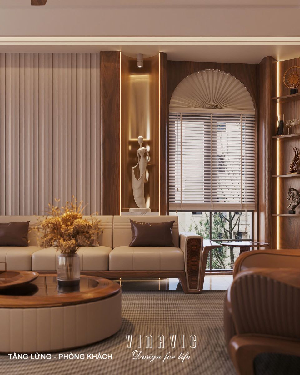 Phối cảnh nội thất 3D phòng khách tầng Lửng