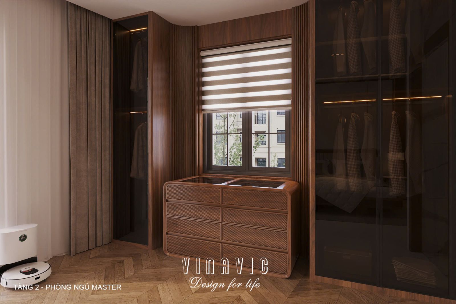 Phối cảnh nội thất 3D Phòng ngủ Master Tầng 2