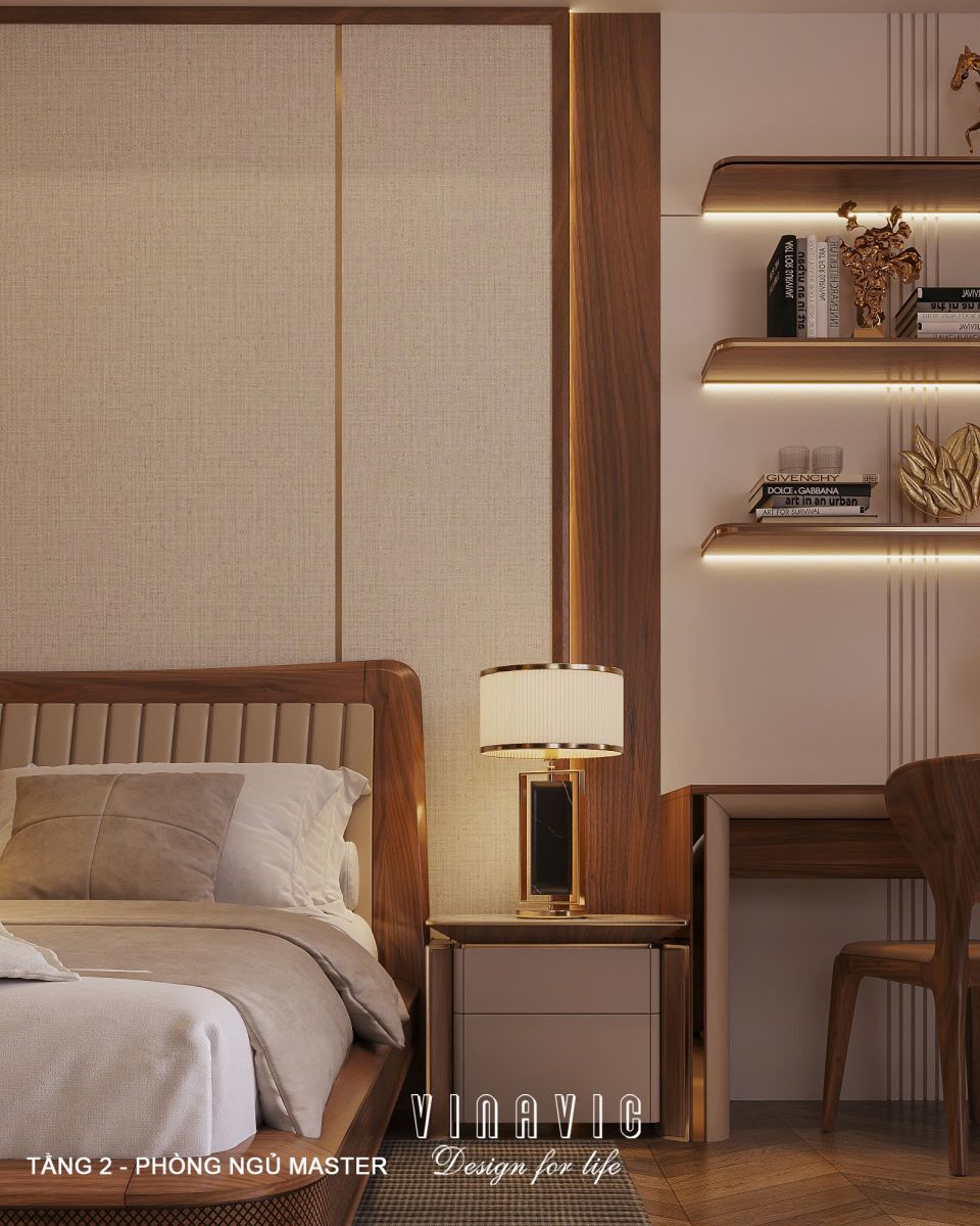 Phối cảnh nội thất 3D Phòng ngủ Master Tầng 2