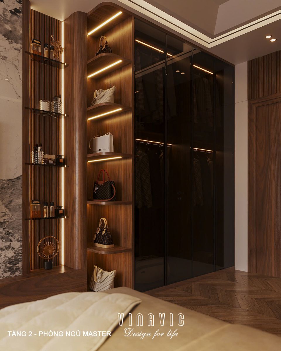 Phối cảnh nội thất 3D Phòng ngủ Master Tầng 2