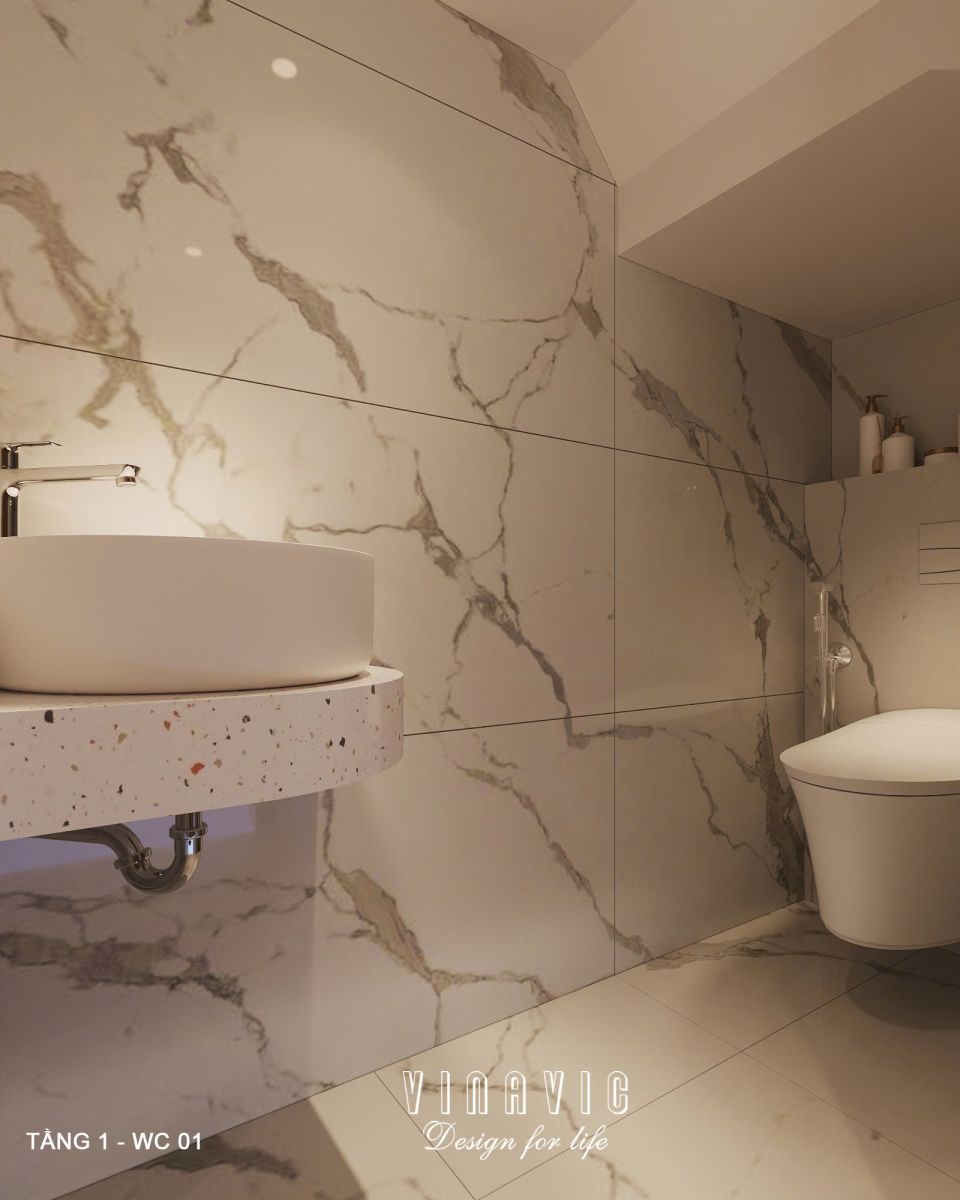 Phối cảnh nội thất 3D Nhà vệ sinh các Tầng