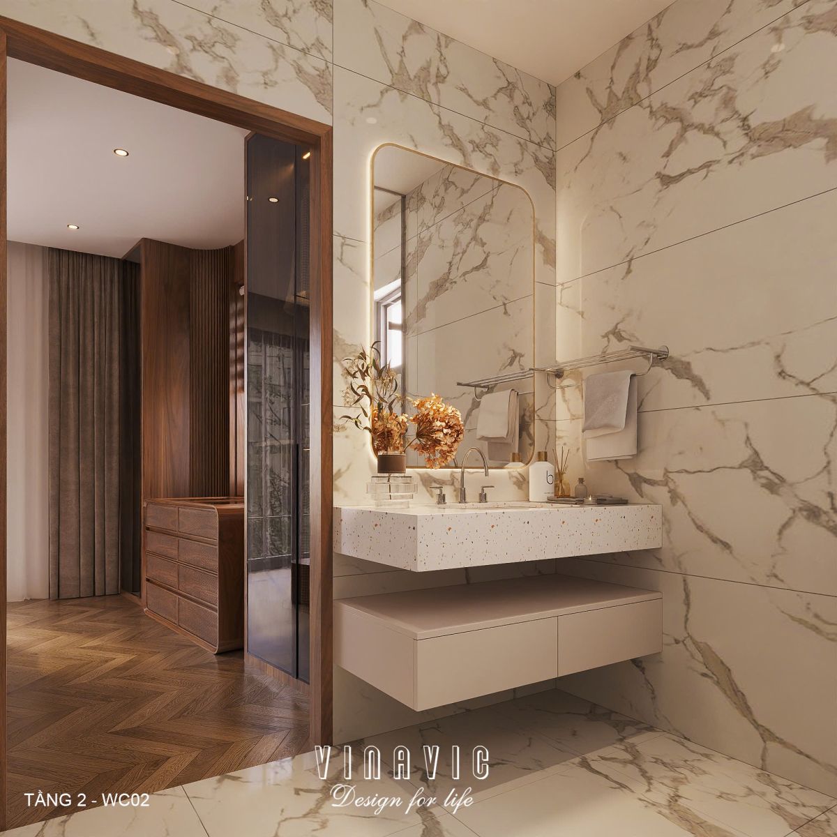 Phối cảnh nội thất 3D Nhà vệ sinh các Tầng