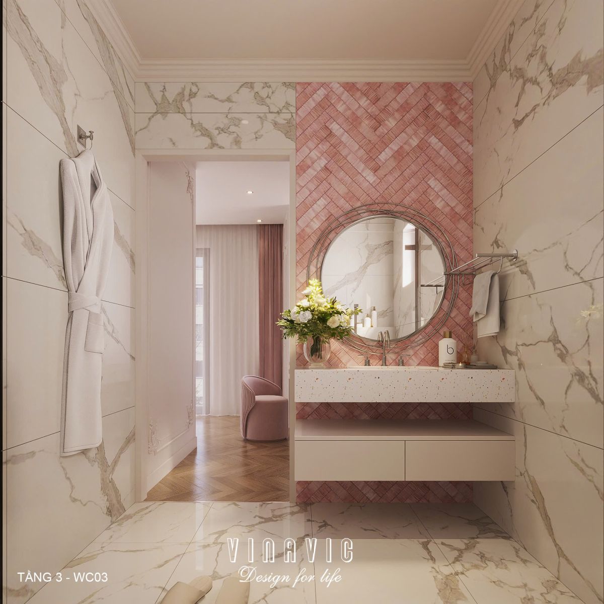 Phối cảnh nội thất 3D Nhà vệ sinh các Tầng