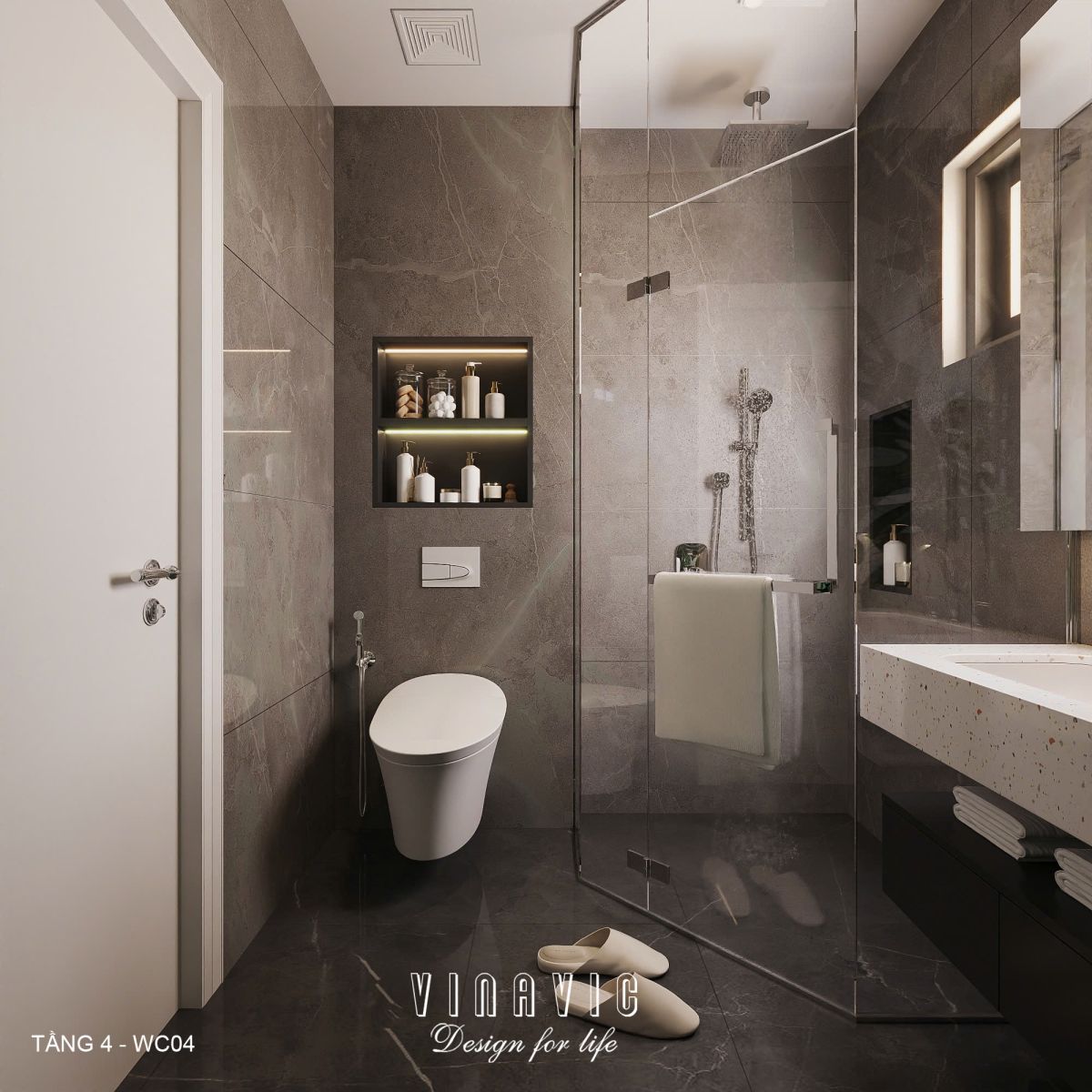 Phối cảnh nội thất 3D Nhà vệ sinh các Tầng