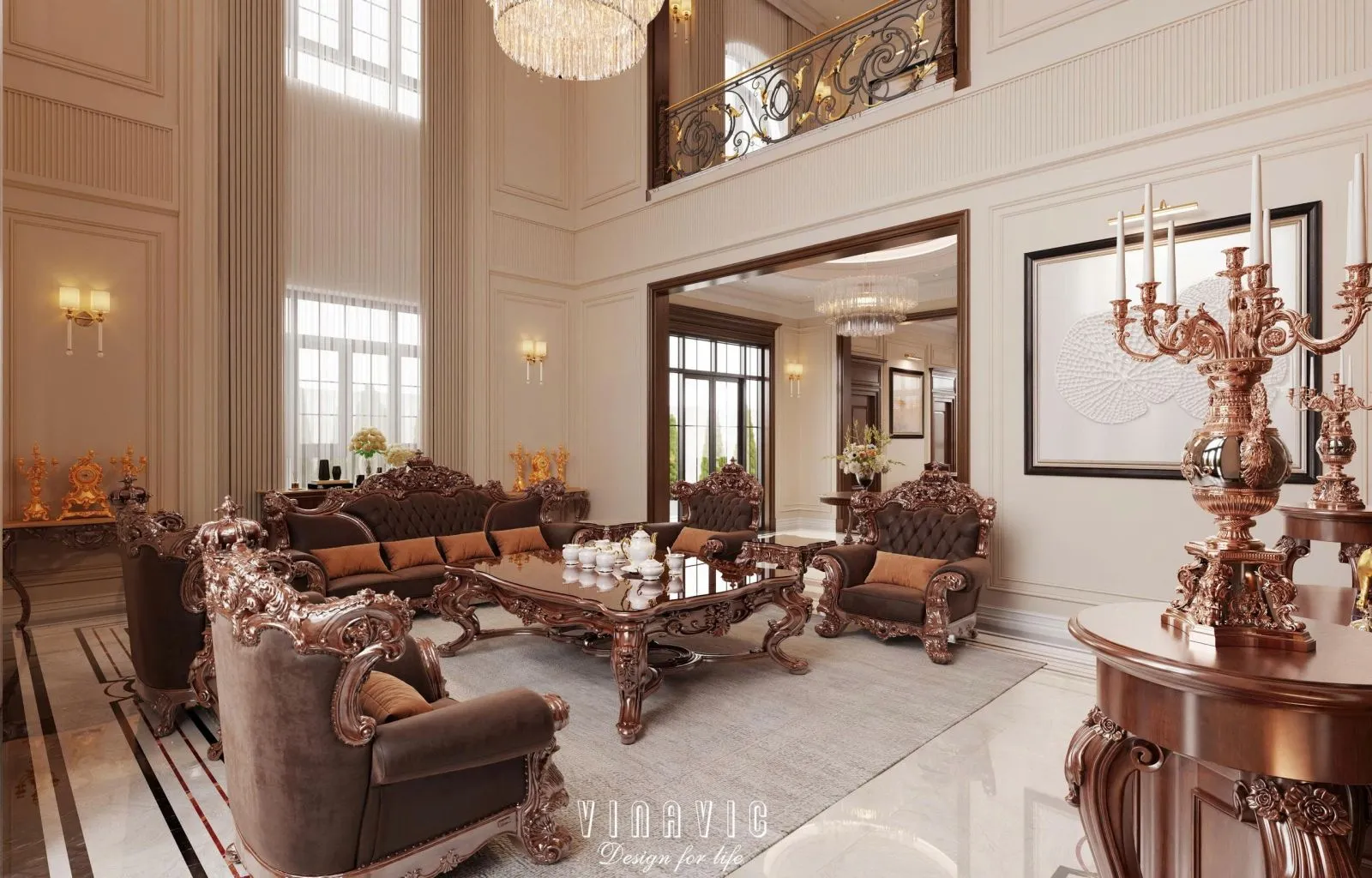 Không gian phòng khách của biệt thự 15 tỷ