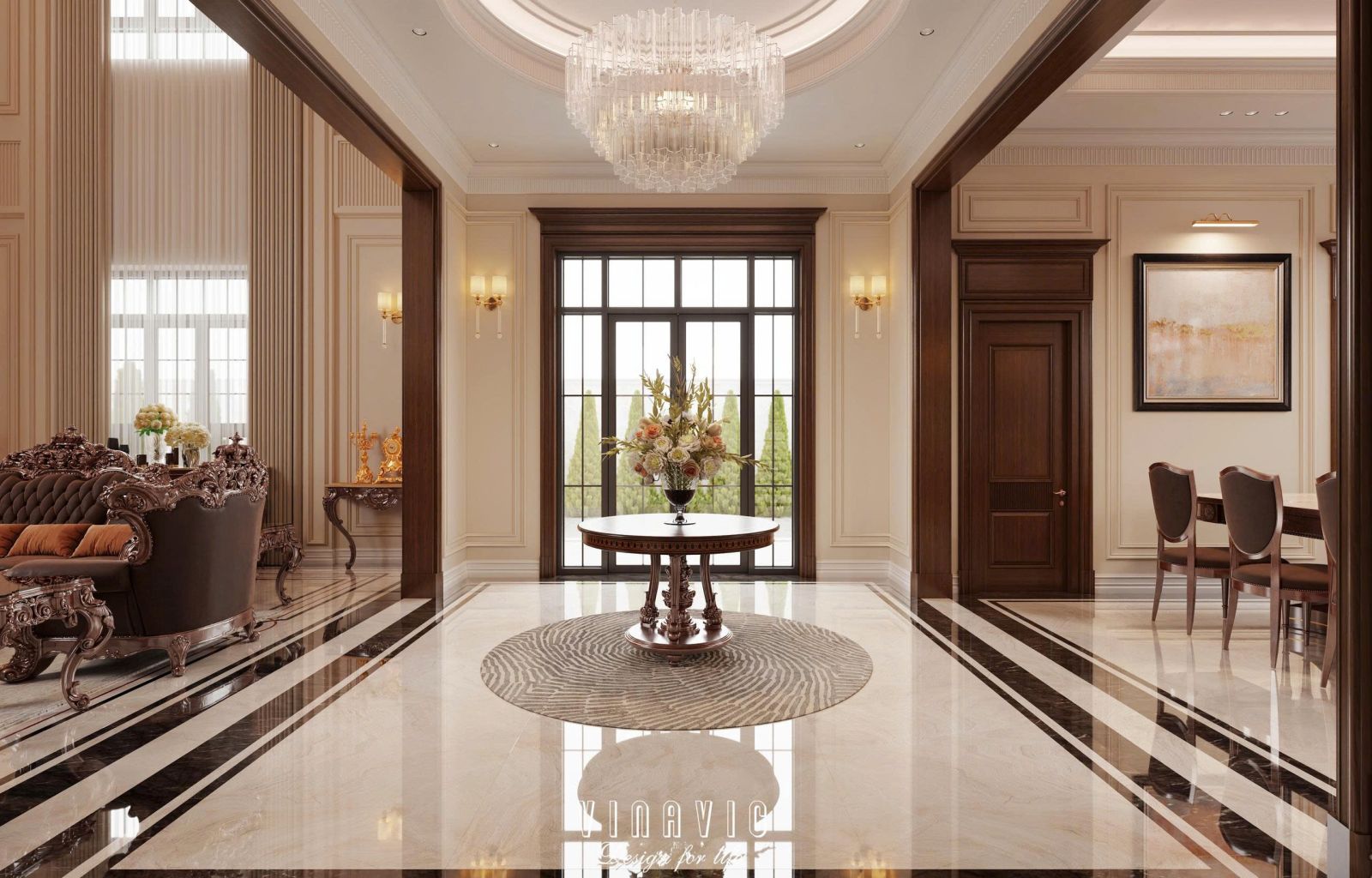 Sảnh biệt thự tân cổ điển 6 tầng 9x19m (CĐT Mr Toàn - Bắc Ninh) NT2351