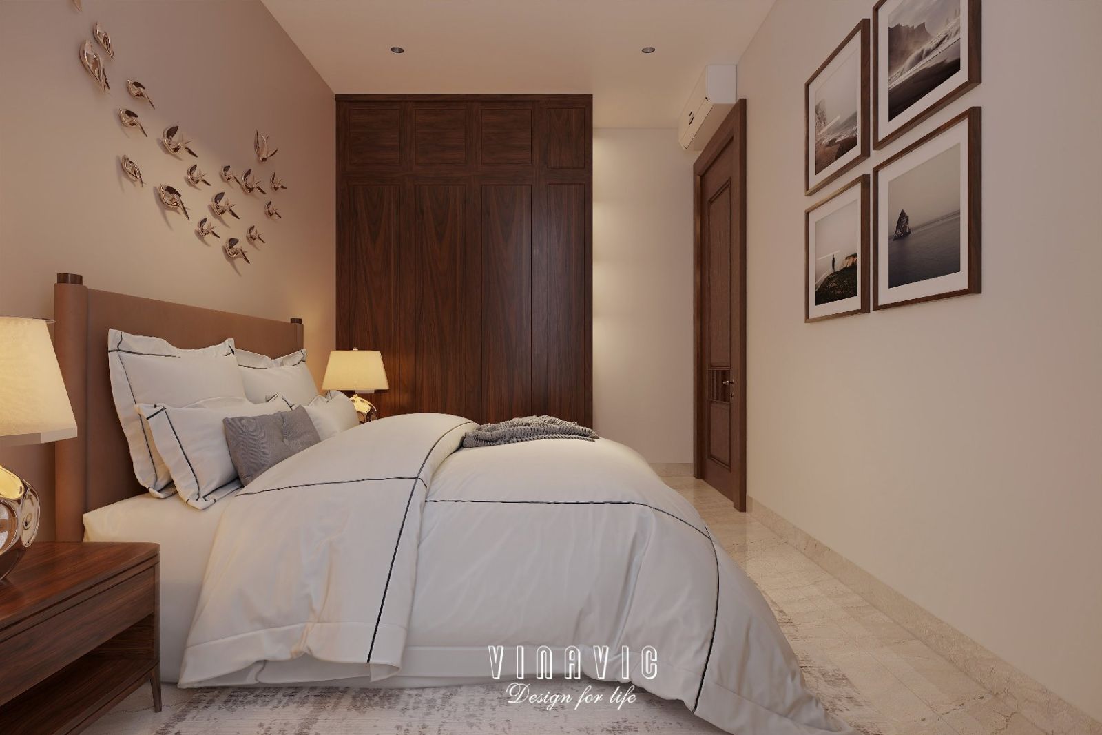 Phối cảnh 3D phòng ngủ giúp việc