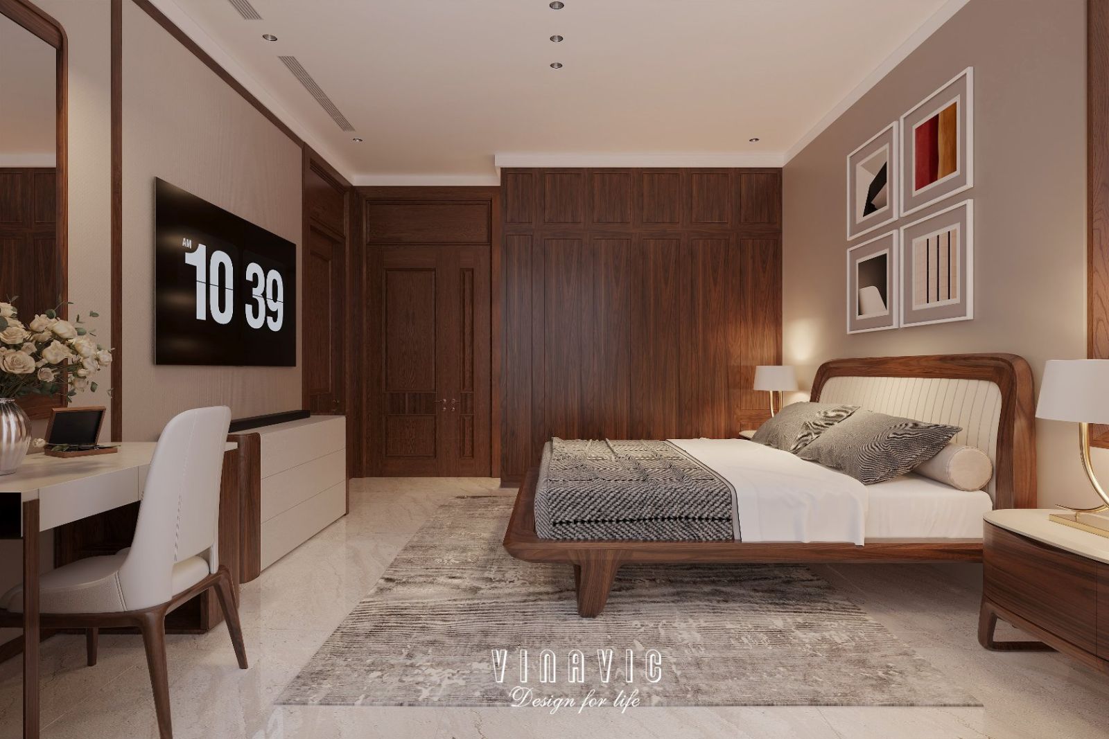 Phối cảnh 3D nội thất phòng ngủ của bà