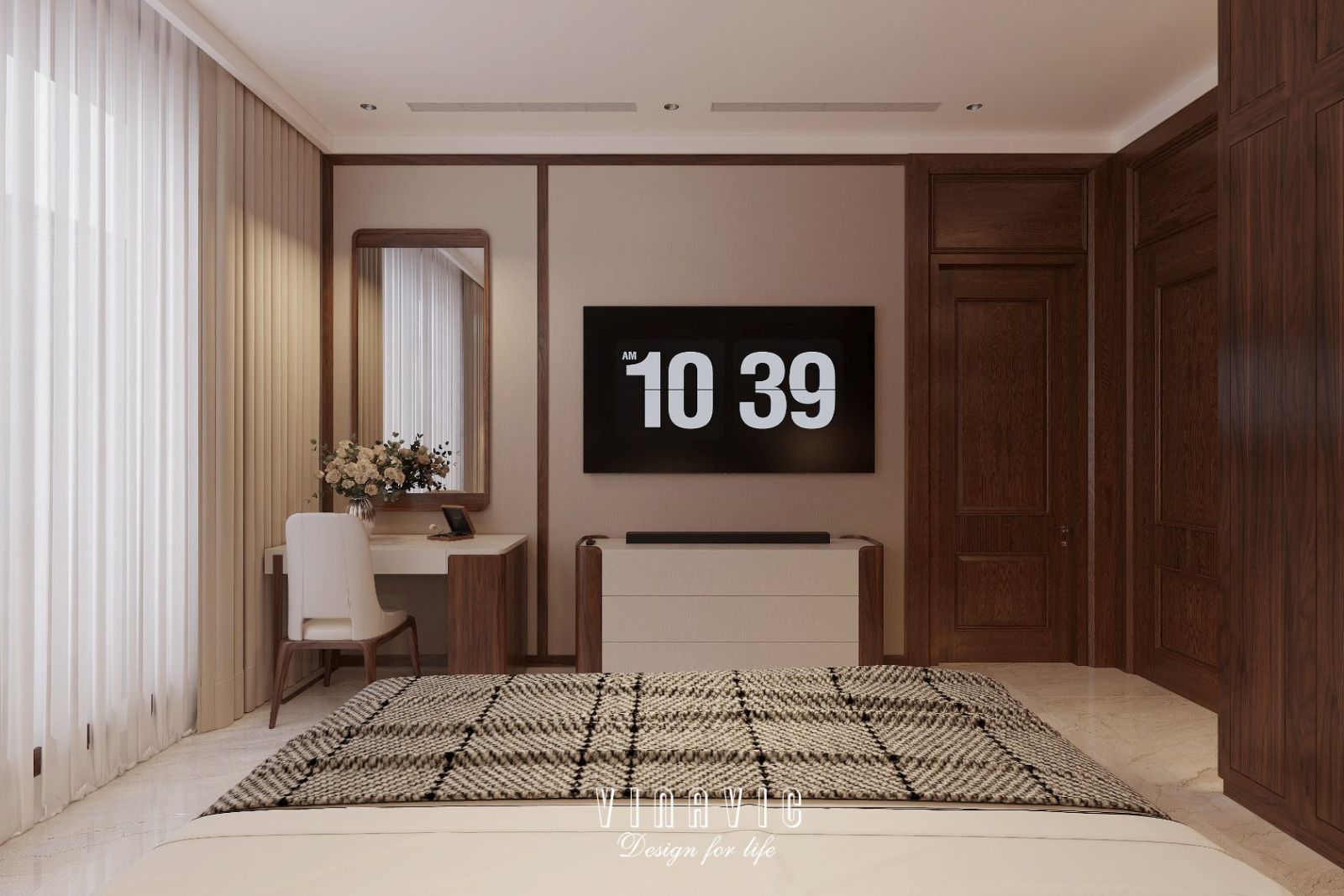 Phối cảnh 3D nội thất phòng ngủ của bà