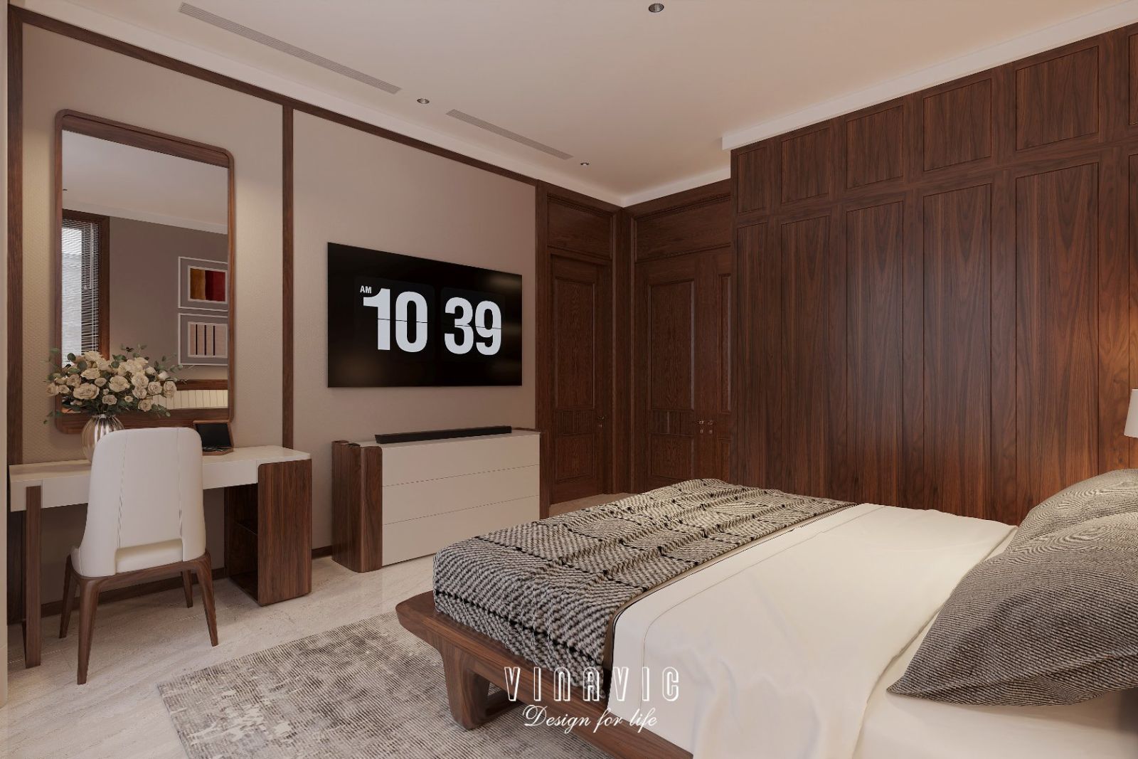 Phối cảnh 3D nội thất phòng ngủ của bà