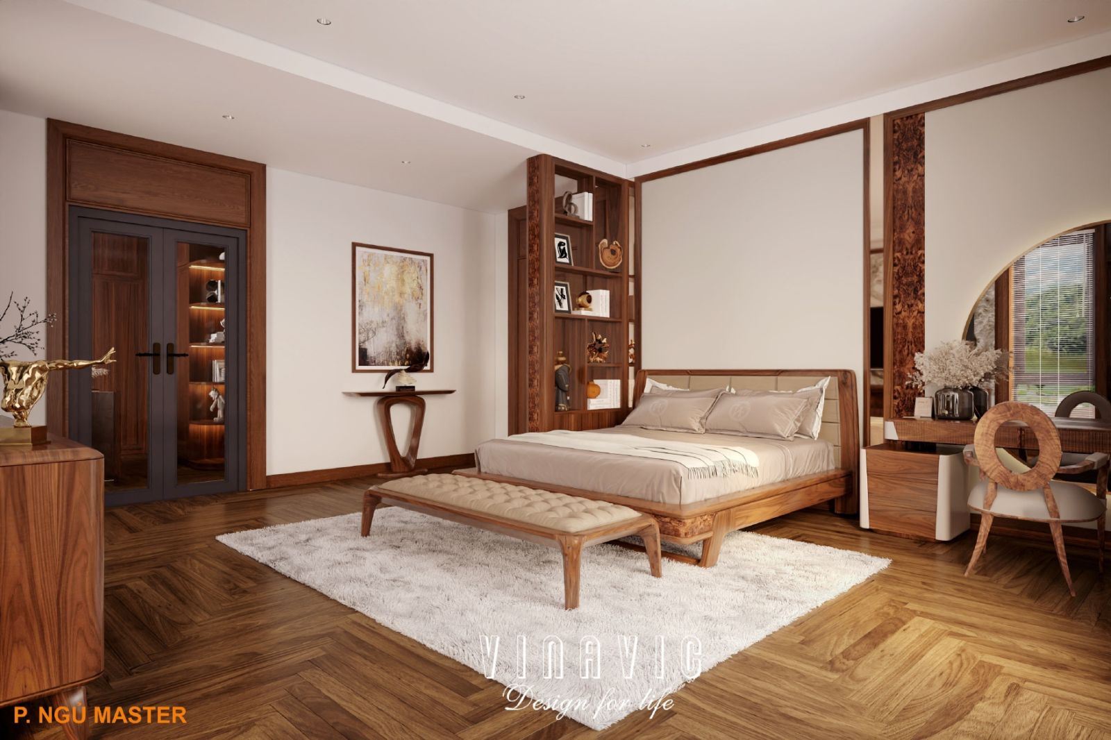 Phối cảnh 3D nội thất phòng ngủ Master