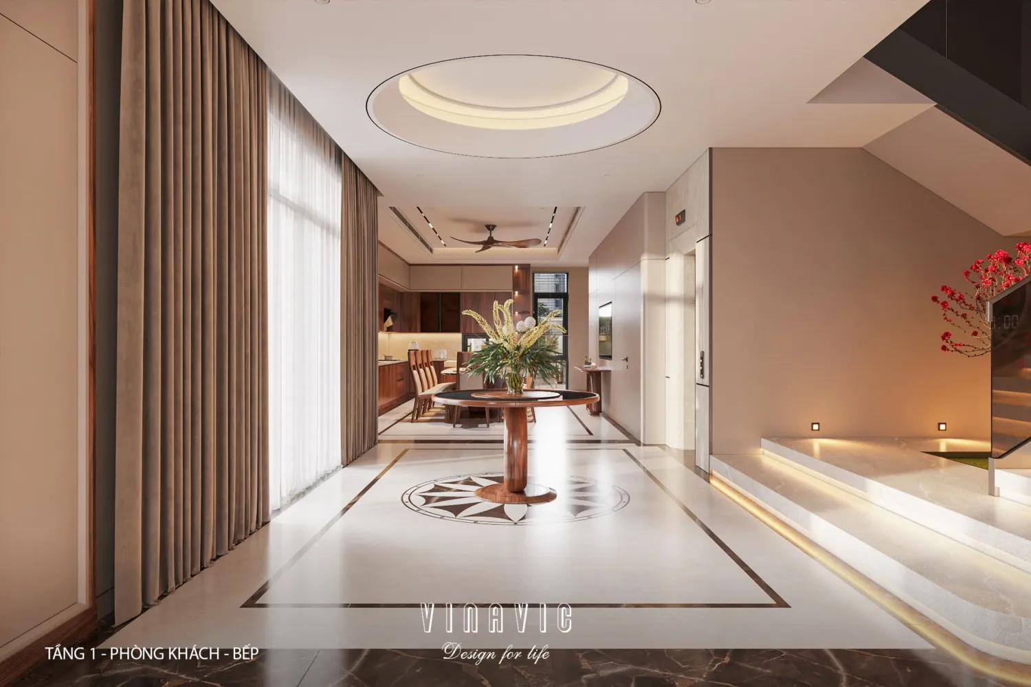 Chất liệu trong nhà bếp không gian mở thường dễ lau chùi, vệ sinh