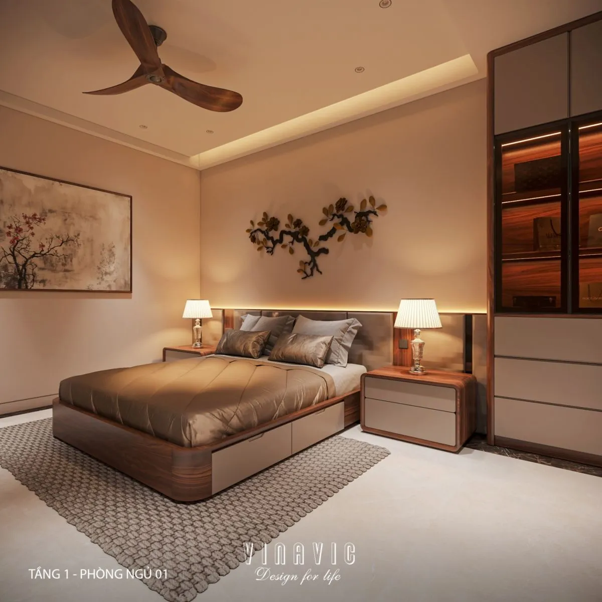 Bố trí tủ, bàn làm việc và bàn trang điểm