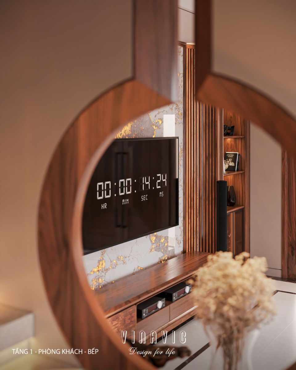 Nội thất phòng khách bếp biệt thự 3 tầng hiện đại 9x24m NT2353