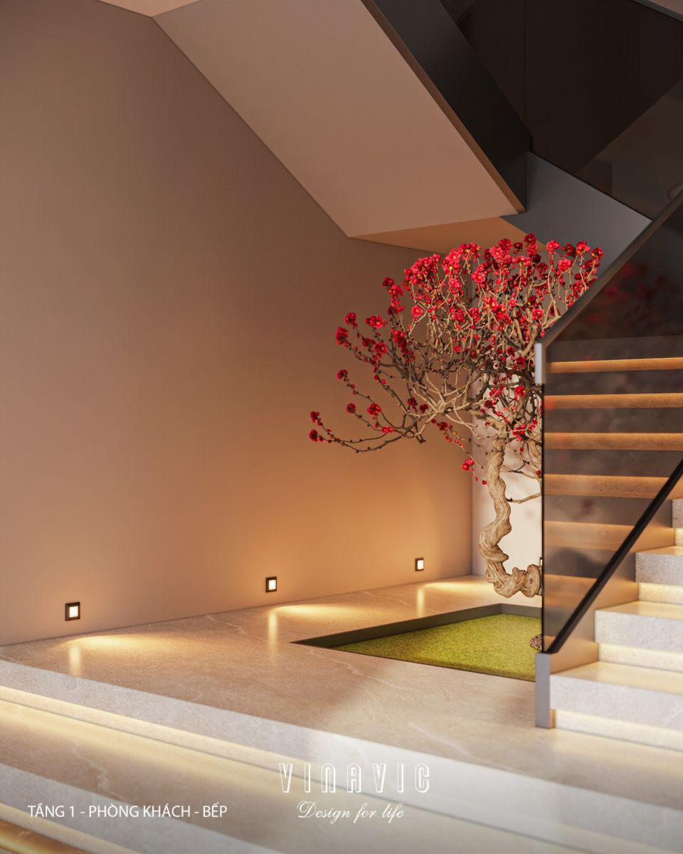 Nội thất phòng khách bếp biệt thự 3 tầng hiện đại 9x24m NT2353