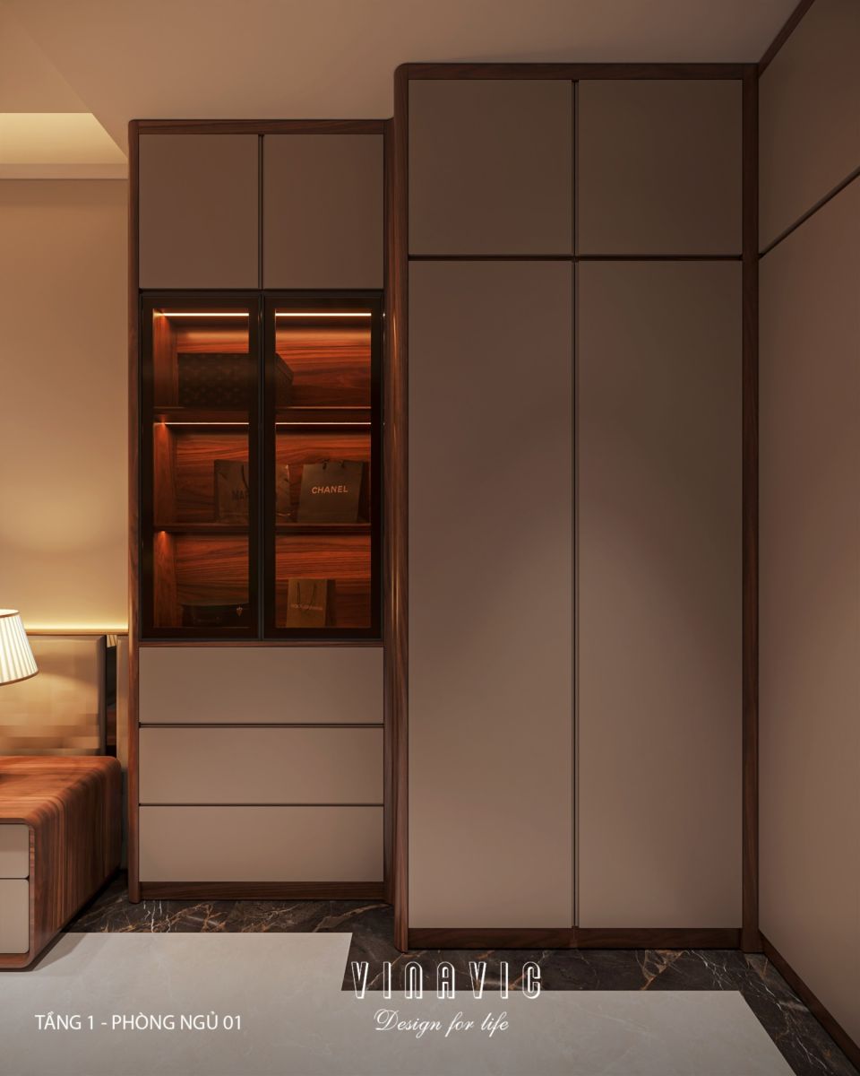 Nội thất phòng ngủ tầng 1 biệt thự 3 tầng hiện đại 9x24m NT2353