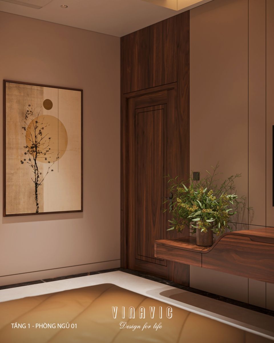 Nội thất phòng ngủ tầng 1 biệt thự 3 tầng hiện đại 9x24m NT2353