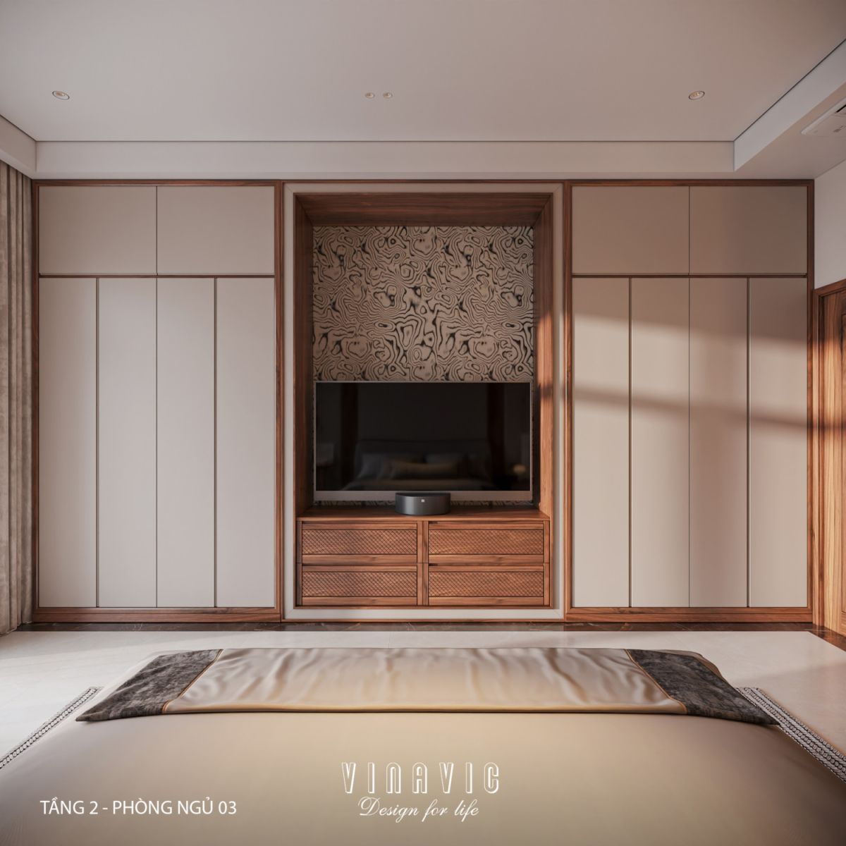 Nội thất phòng ngủ 03 tầng 2 biệt thự 3 tầng hiện đại 9x24m NT2353